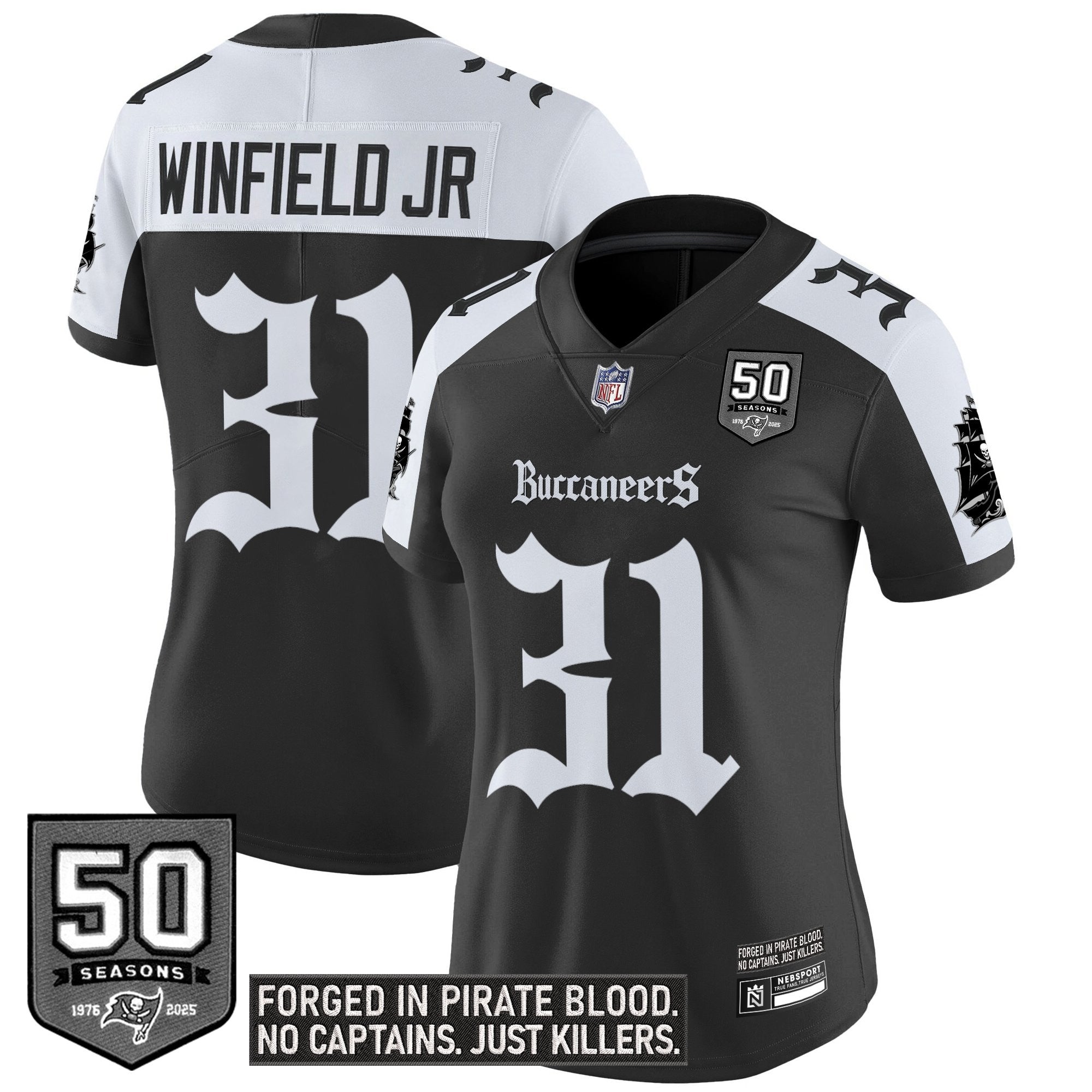 Women's Tampa Bay Buccaneers 'Gothic Pirate Shadows Edition' Vapor Limited Jersey - All Stitched