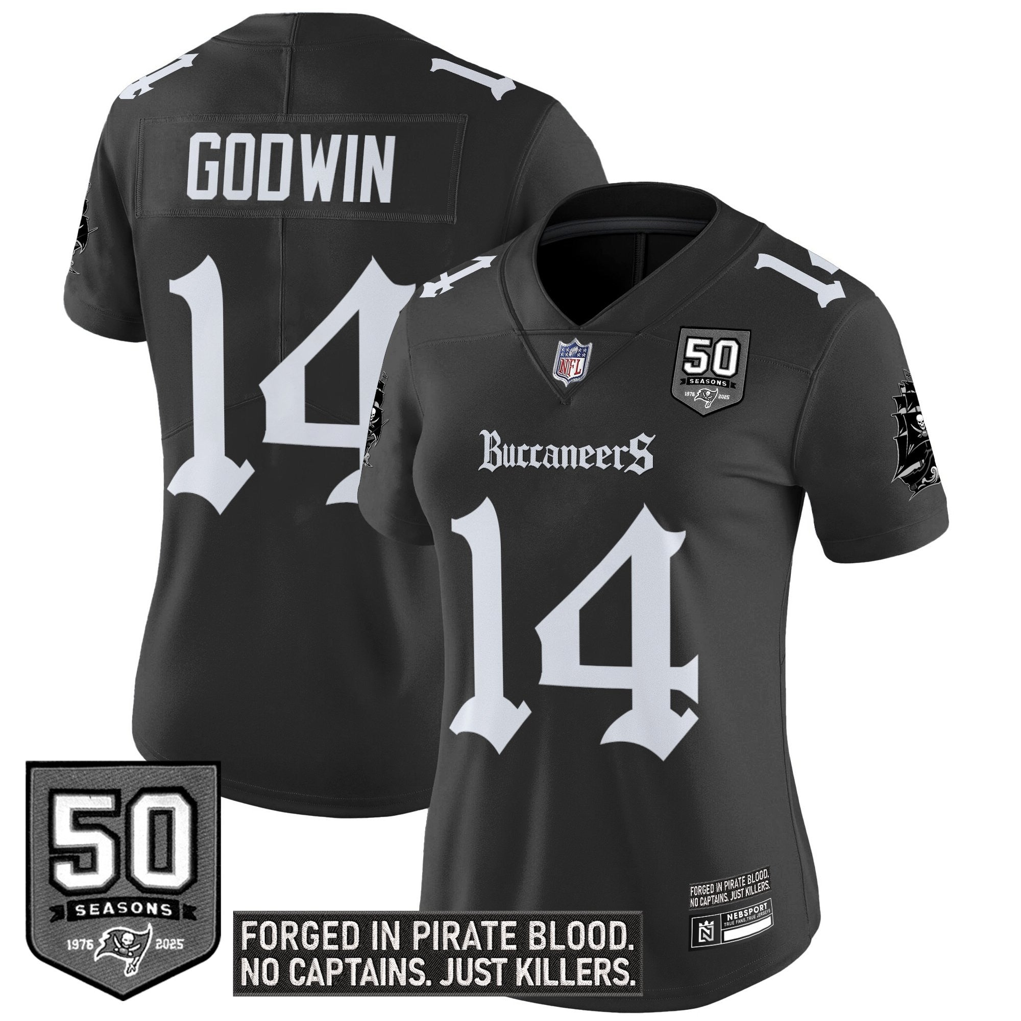 Women's Tampa Bay Buccaneers 'Gothic Pirate Shadows Edition' Vapor Limited Jersey - All Stitched