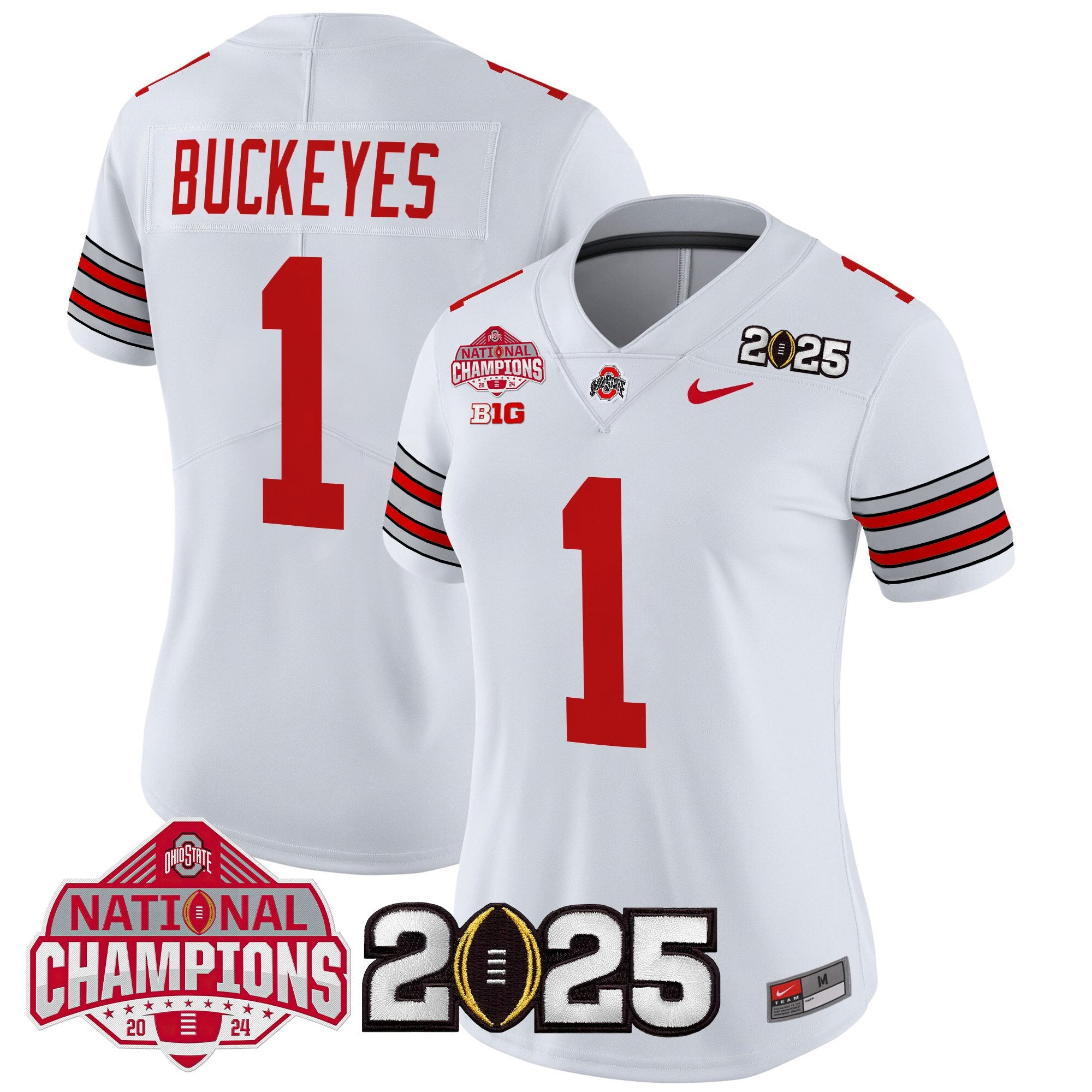 Women's Ohio State Buckeyes 'Heritage Stripe' 2025 National Champions Patch Vapor Limited Jersey - All Stitched