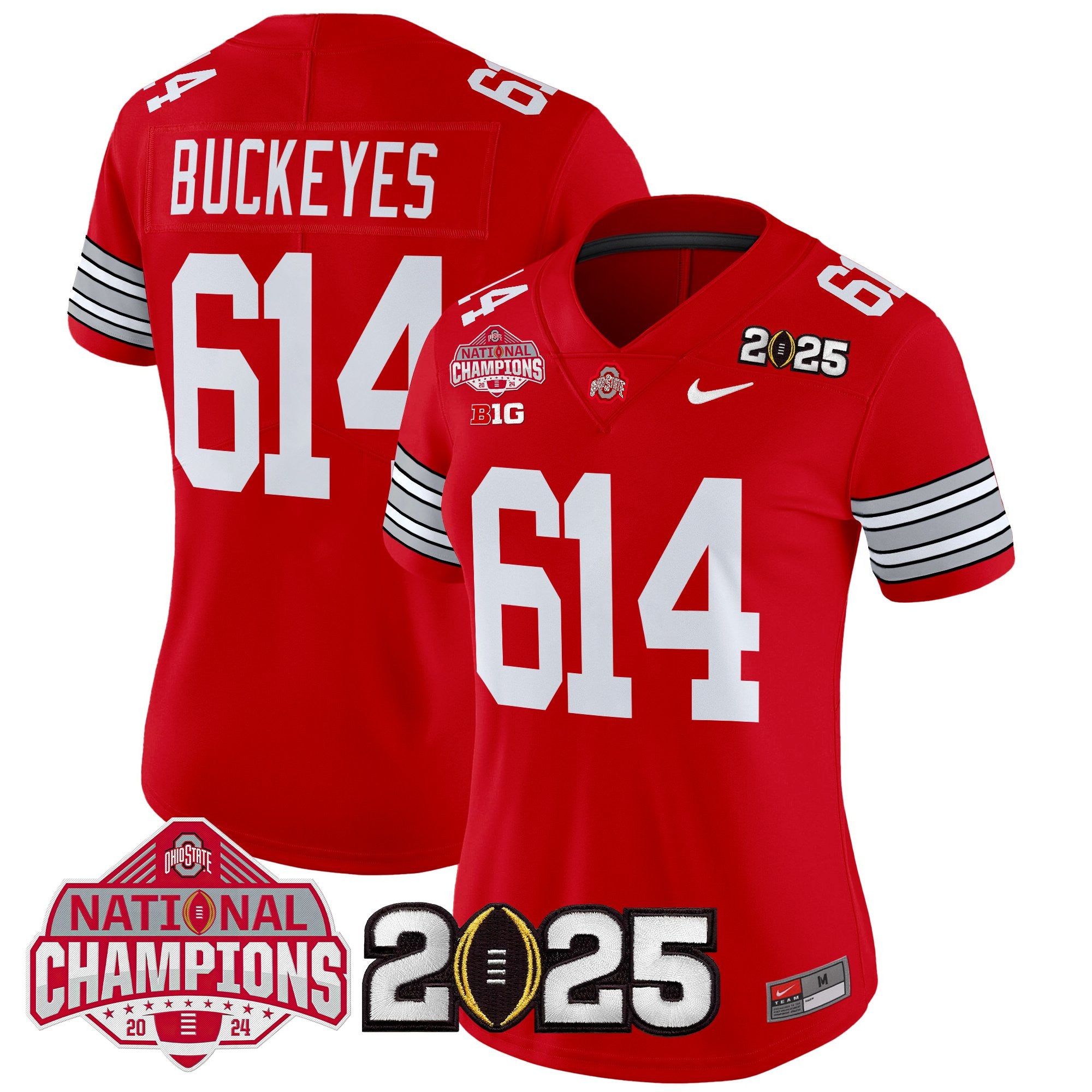 Women's Ohio State Buckeyes 'Heritage Stripe' 2025 National Champions Patch Vapor Limited Jersey - All Stitched