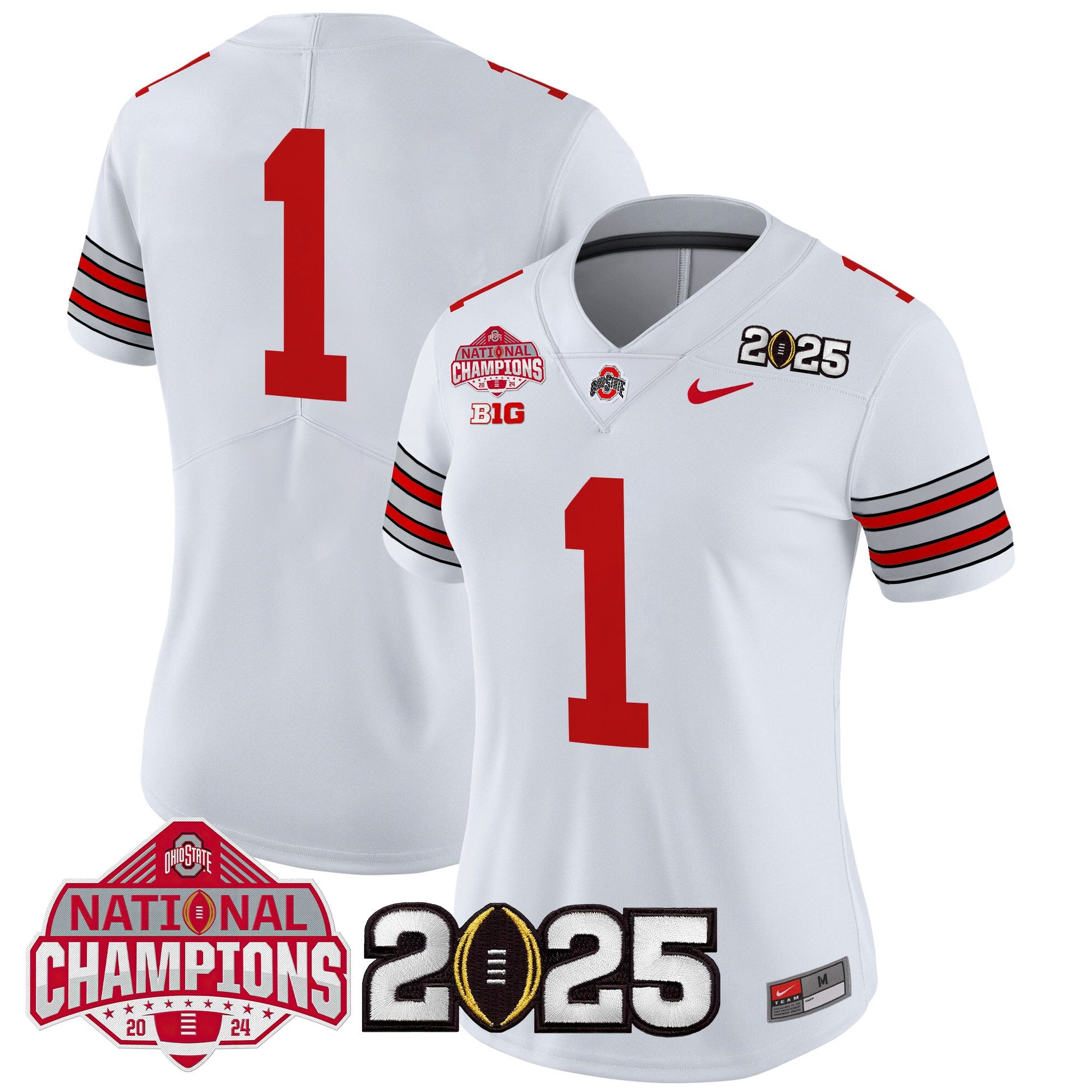 Women's Ohio State Buckeyes 'Heritage Stripe' 2025 National Champions Patch Vapor Limited Jersey - All Stitched