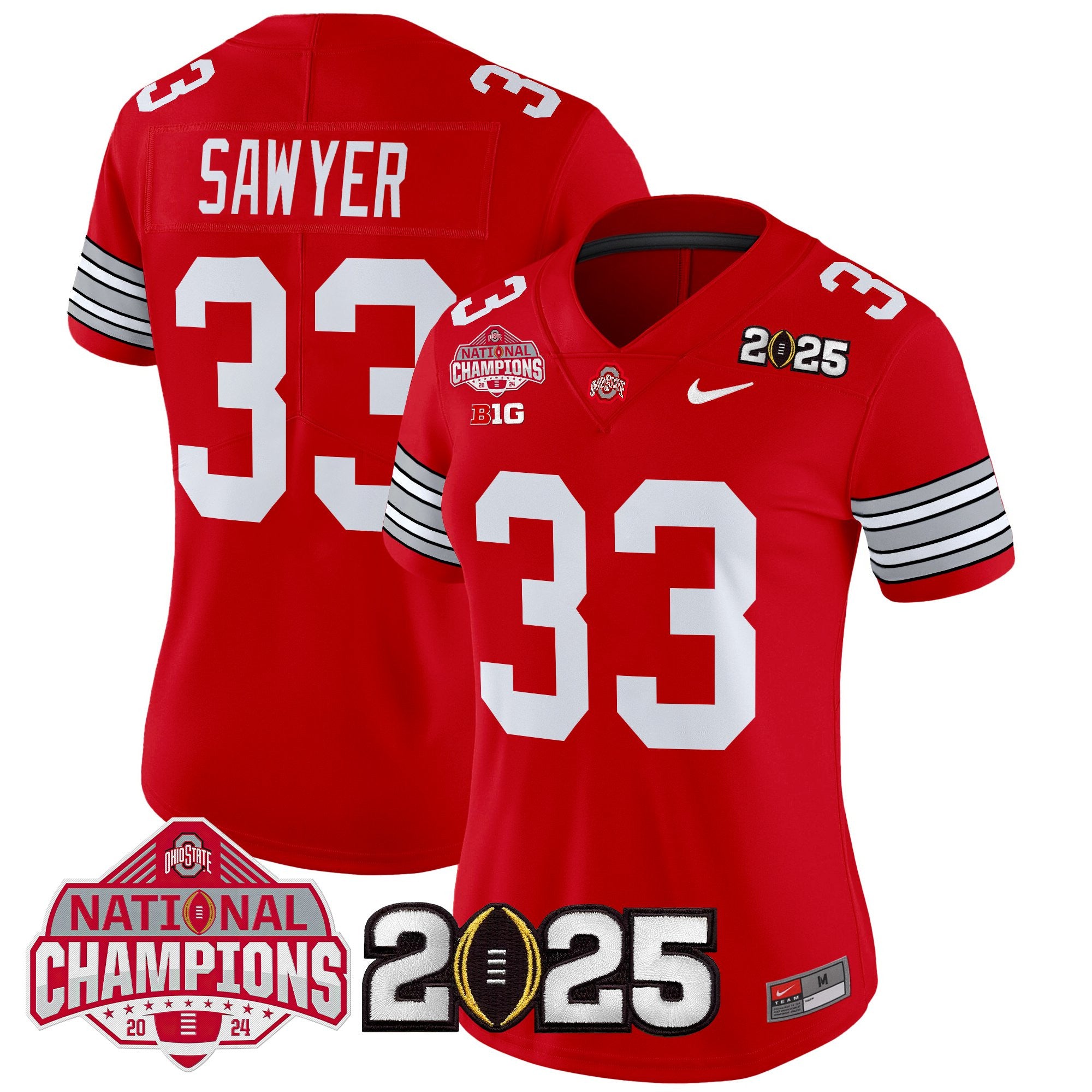 Women's Ohio State Buckeyes 'Heritage Stripe' 2025 National Champions Patch Vapor Limited Jersey - All Stitched