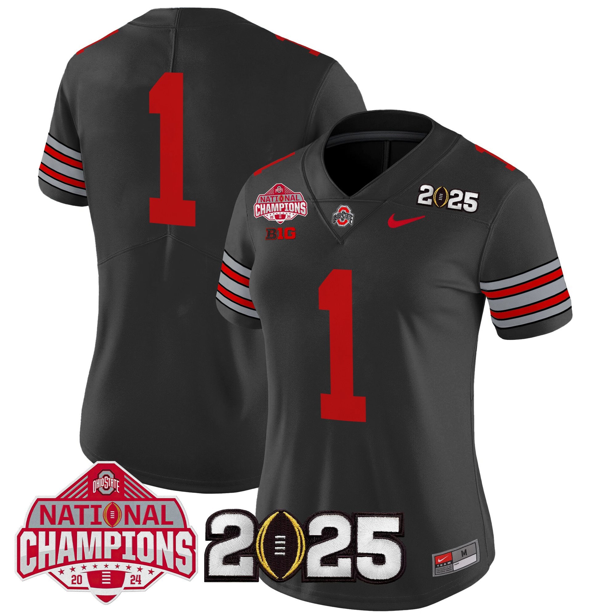 Women's Ohio State Buckeyes 'Heritage Stripe' 2025 National Champions Patch Vapor Limited Jersey - All Stitched