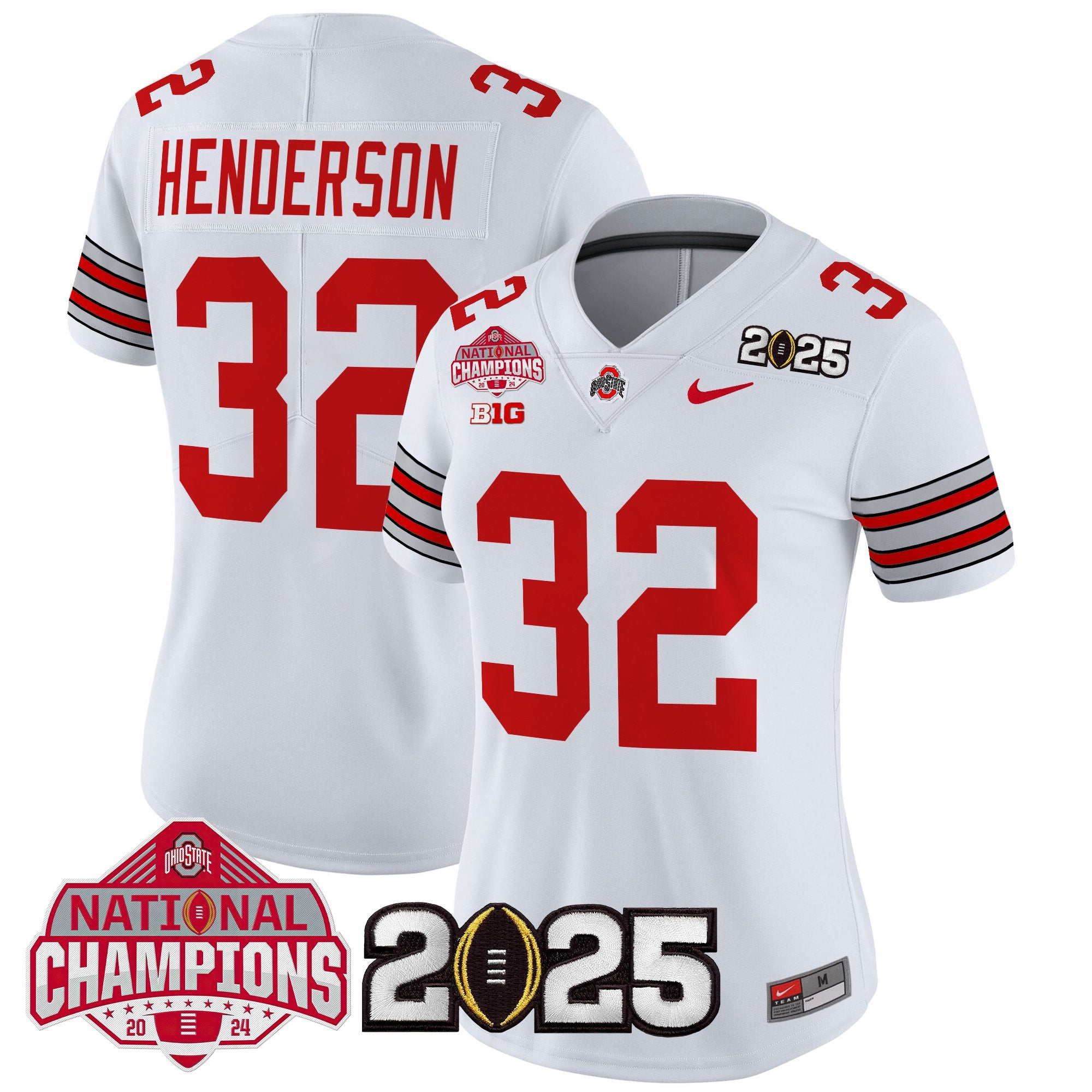 Women's Ohio State Buckeyes 'Heritage Stripe' 2025 National Champions Patch Vapor Limited Jersey - All Stitched