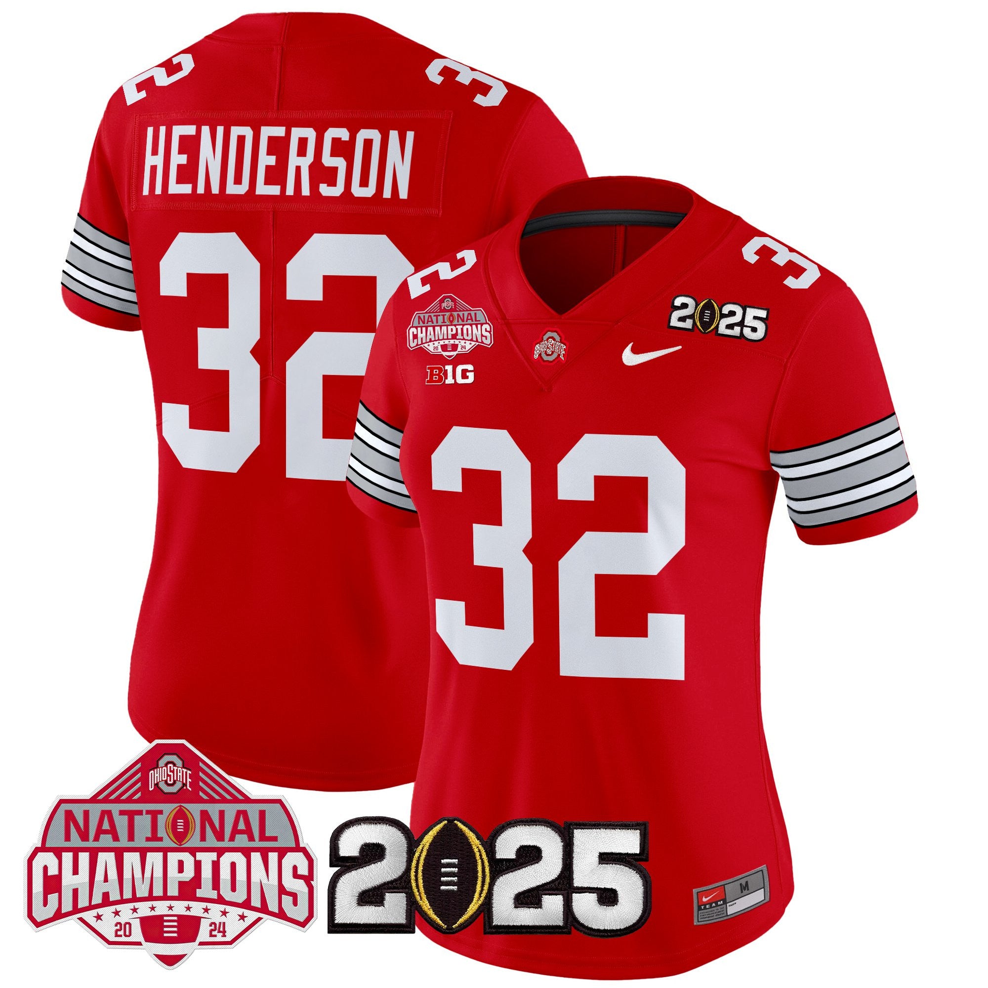Women's Ohio State Buckeyes 'Heritage Stripe' 2025 National Champions Patch Vapor Limited Jersey - All Stitched