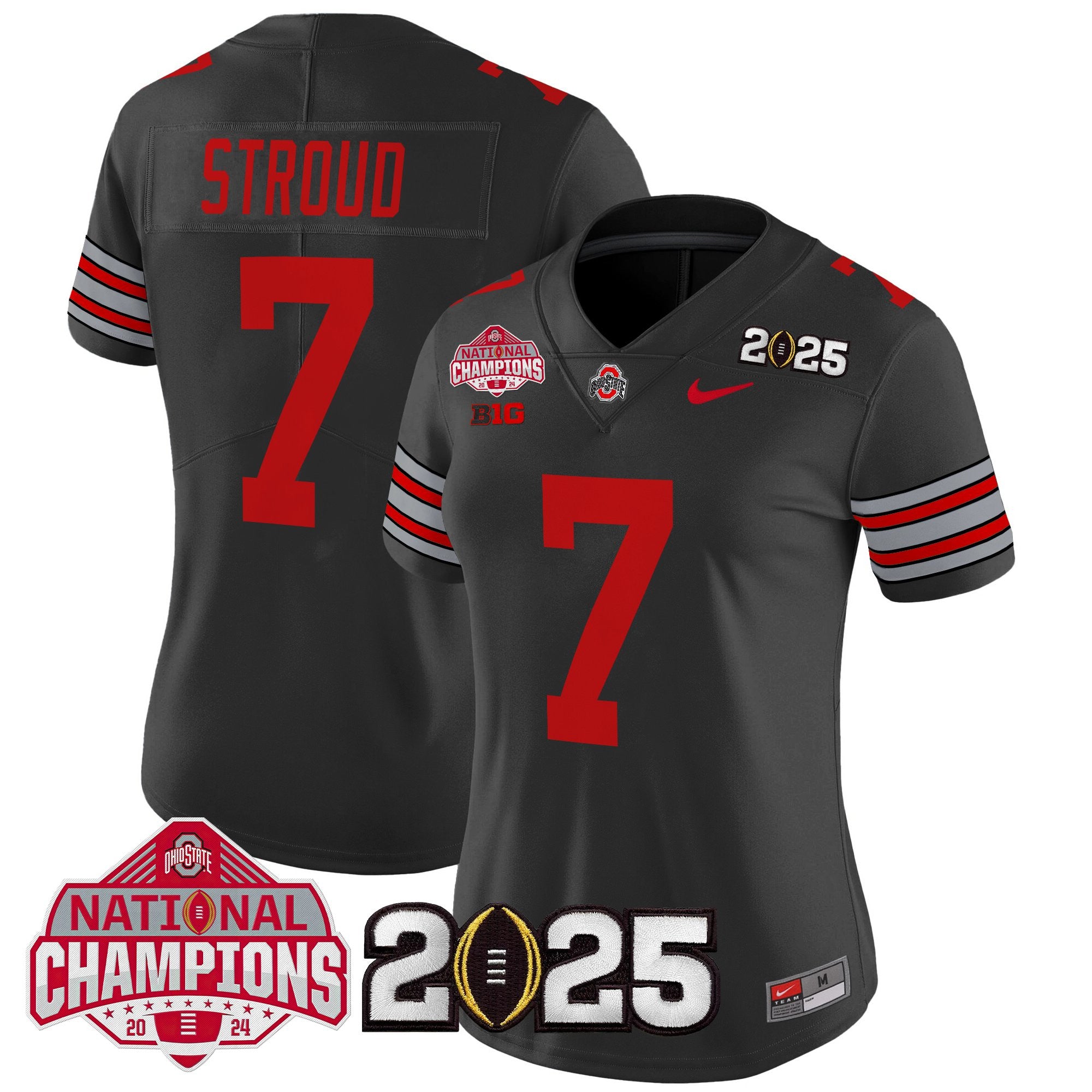 Women's Ohio State Buckeyes 'Heritage Stripe' 2025 National Champions Patch Vapor Limited Jersey - All Stitched