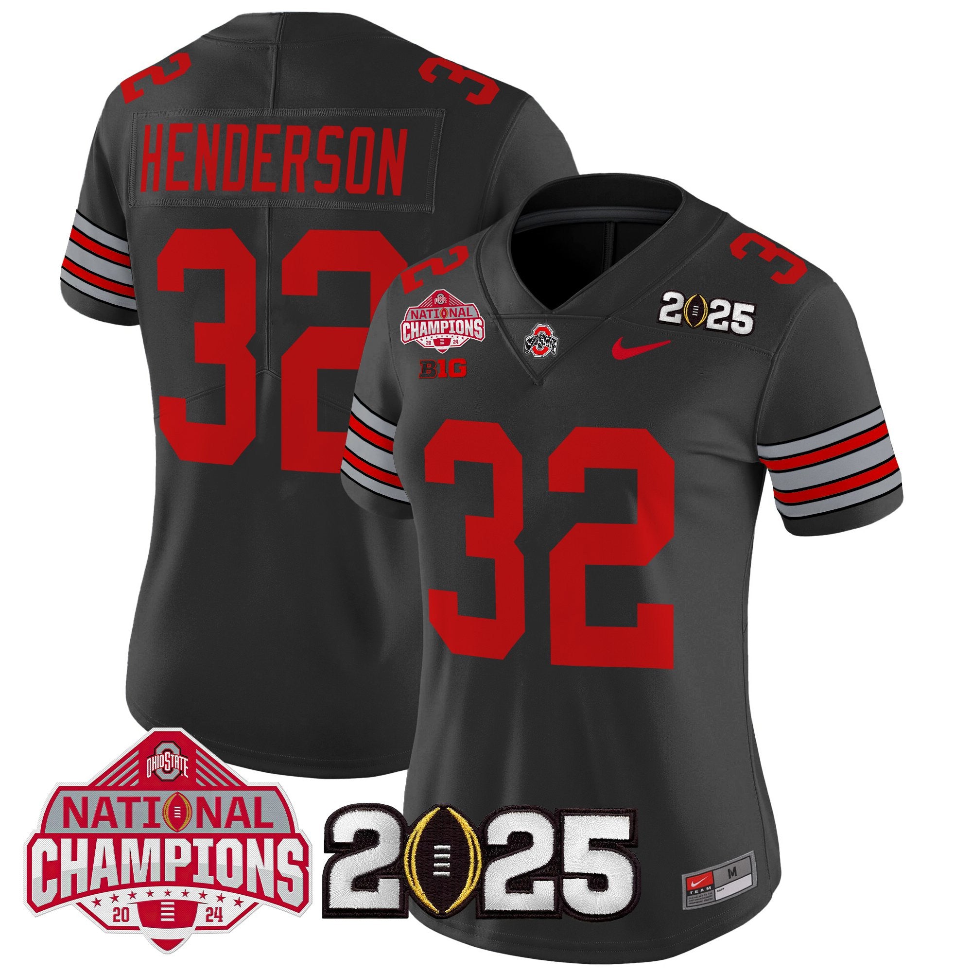 Women's Ohio State Buckeyes 'Heritage Stripe' 2025 National Champions Patch Vapor Limited Jersey - All Stitched