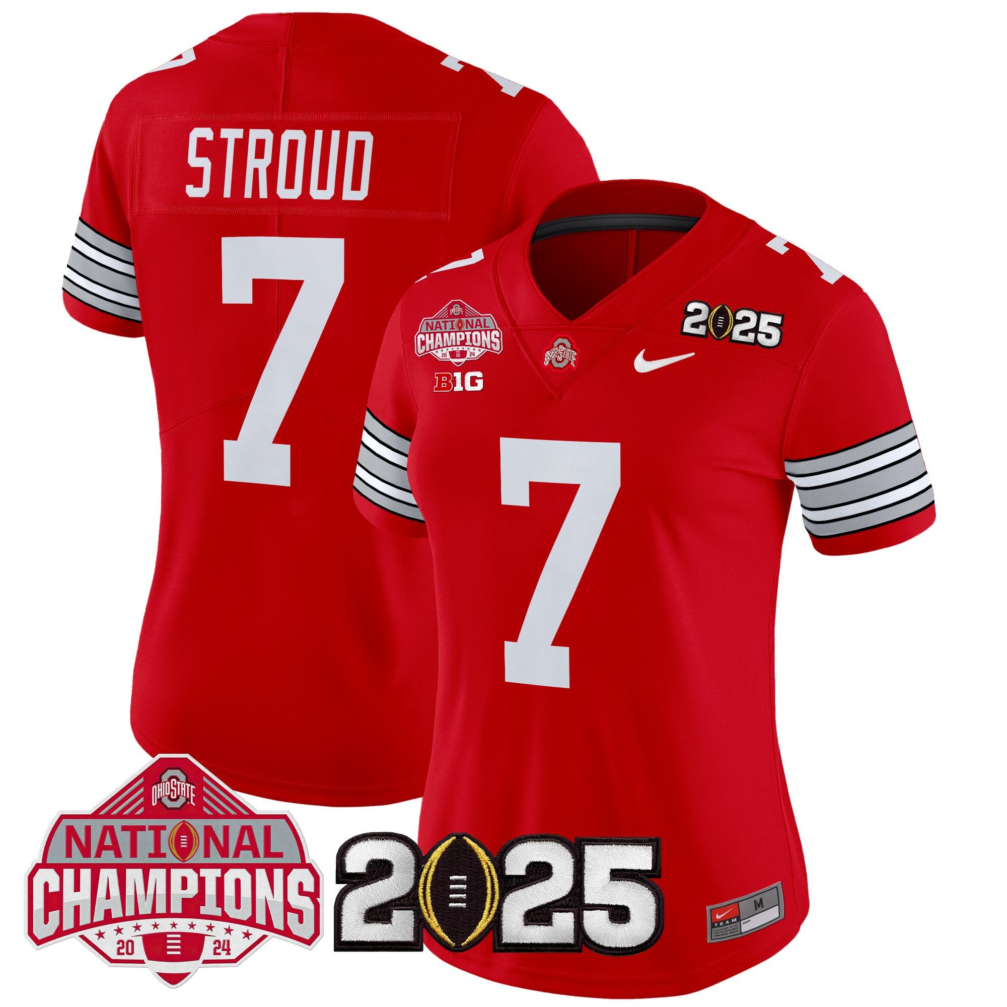 Women's Ohio State Buckeyes 'Heritage Stripe' 2025 National Champions Patch Vapor Limited Jersey - All Stitched