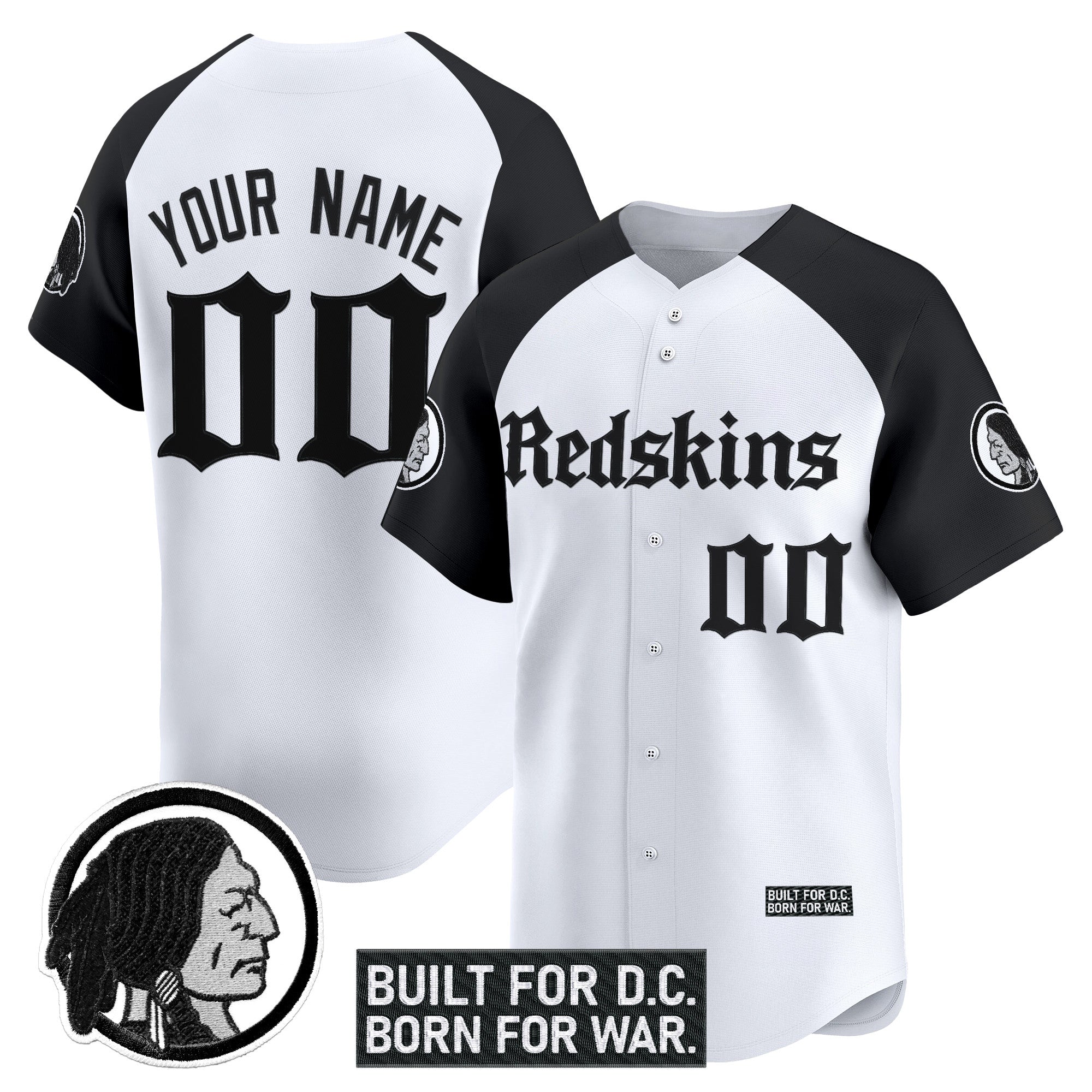 Washington Redskins 'Gothic Capital Edition' Vapor Baseball Custom Jersey - All Stitched