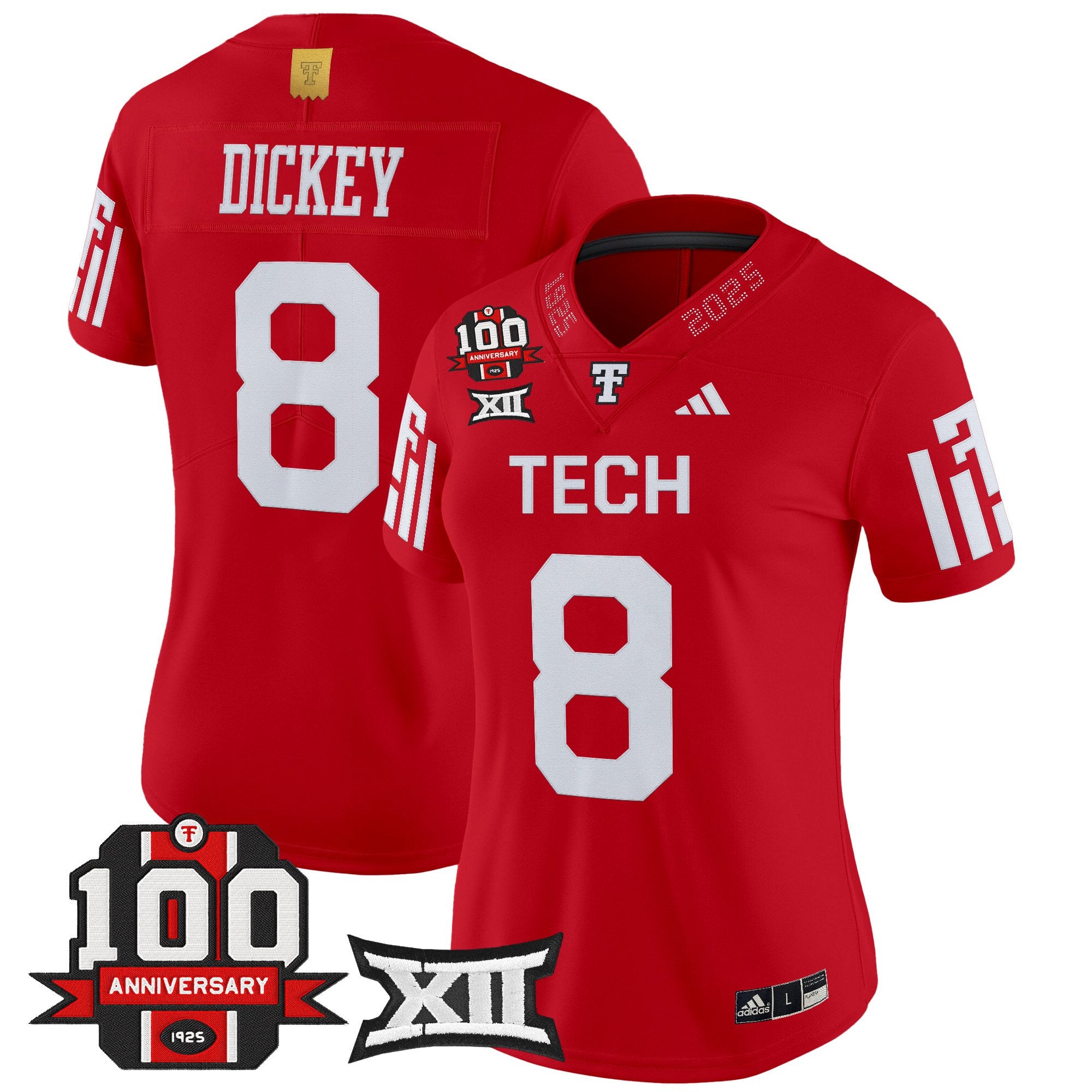 Women's Texas Tech Red Raiders 2025 Vapor Limited Jersey - 100th Anniversary Patch - All Stitched