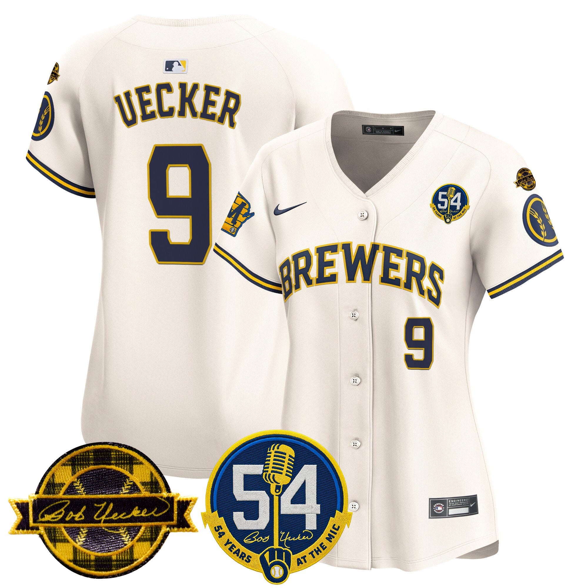 Women's Milwaukee Brewers 'Bob Uecker - 54 Seasons for Brewers' Vapor Premier Limited Jersey - All Stitched
