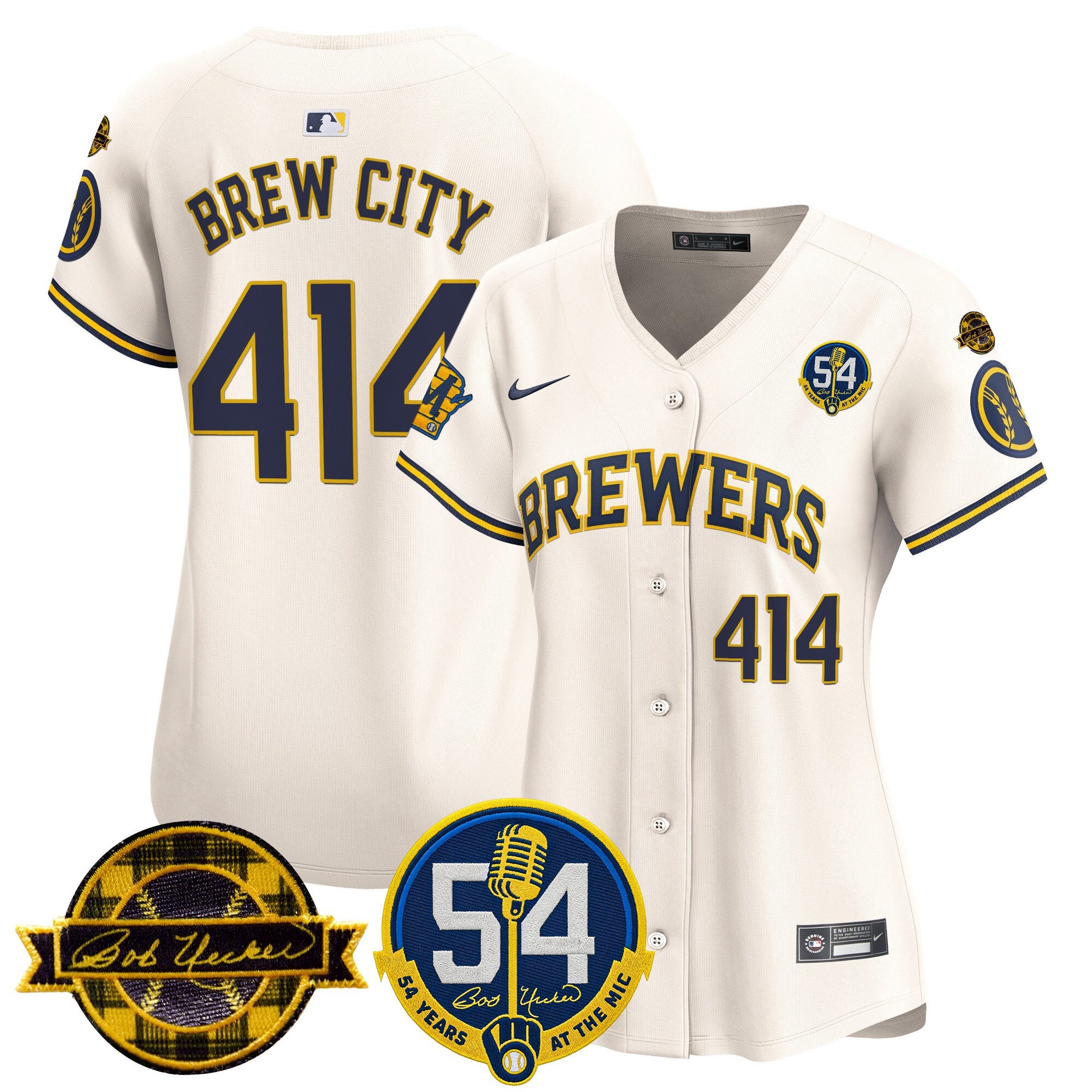 Women's Milwaukee Brewers 'Bob Uecker - 54 Seasons for Brewers' Vapor Premier Limited Jersey - All Stitched