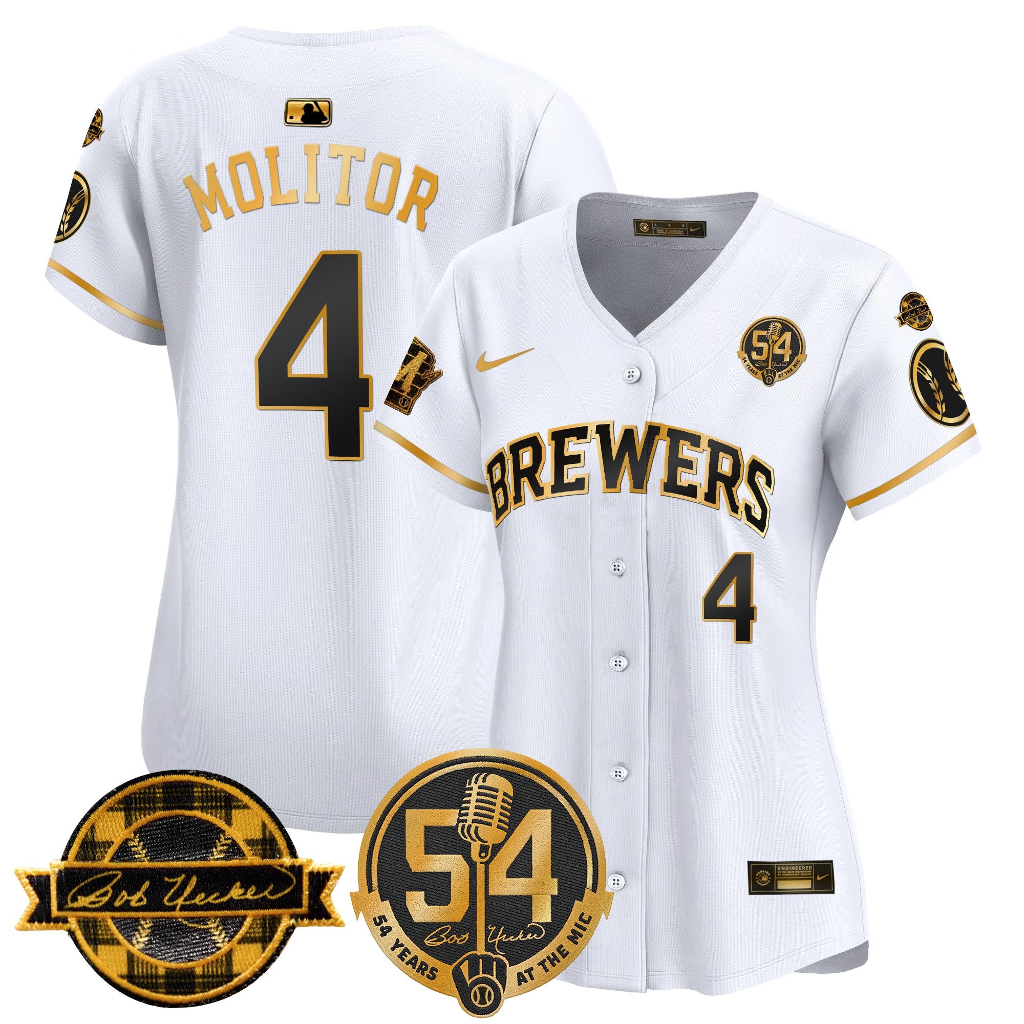 Women's Milwaukee Brewers 'Bob Uecker - 54 Seasons for Brewers' Vapor Premier Limited Jersey - All Stitched
