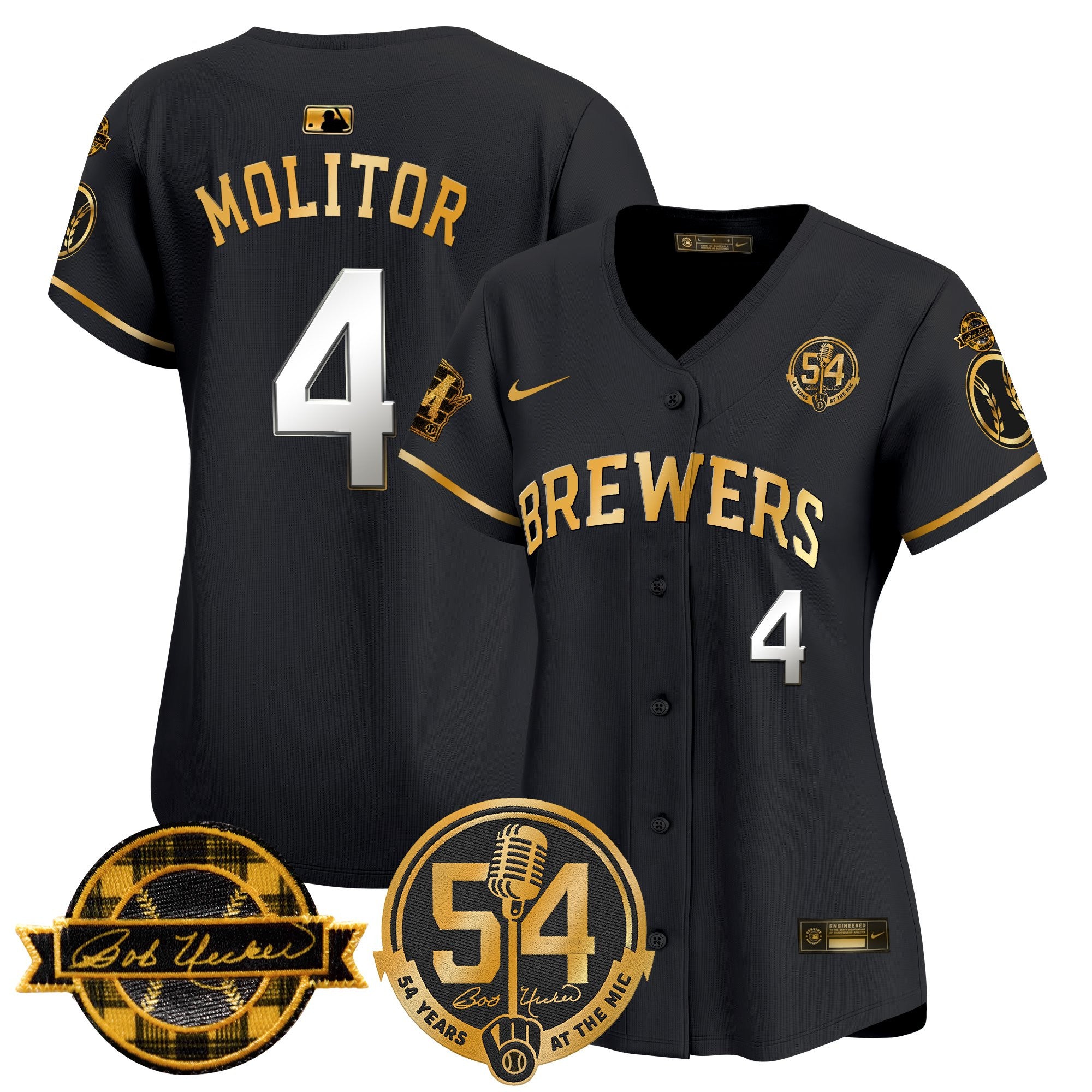 Women's Milwaukee Brewers 'Bob Uecker - 54 Seasons for Brewers' Vapor Premier Limited Jersey - All Stitched