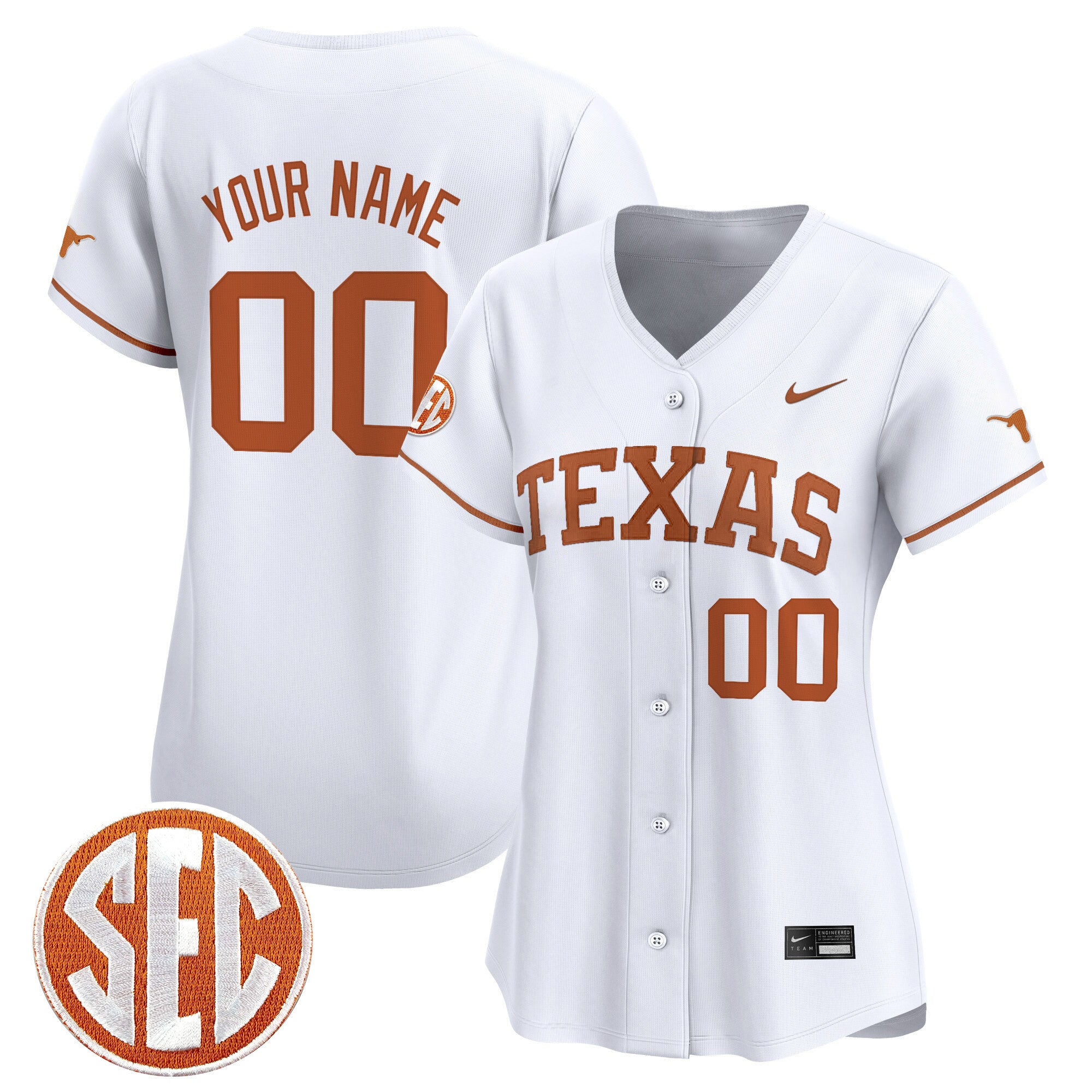 Texas Longhorns 2025 Vapor Baseball Custom Jersey - All Stitched