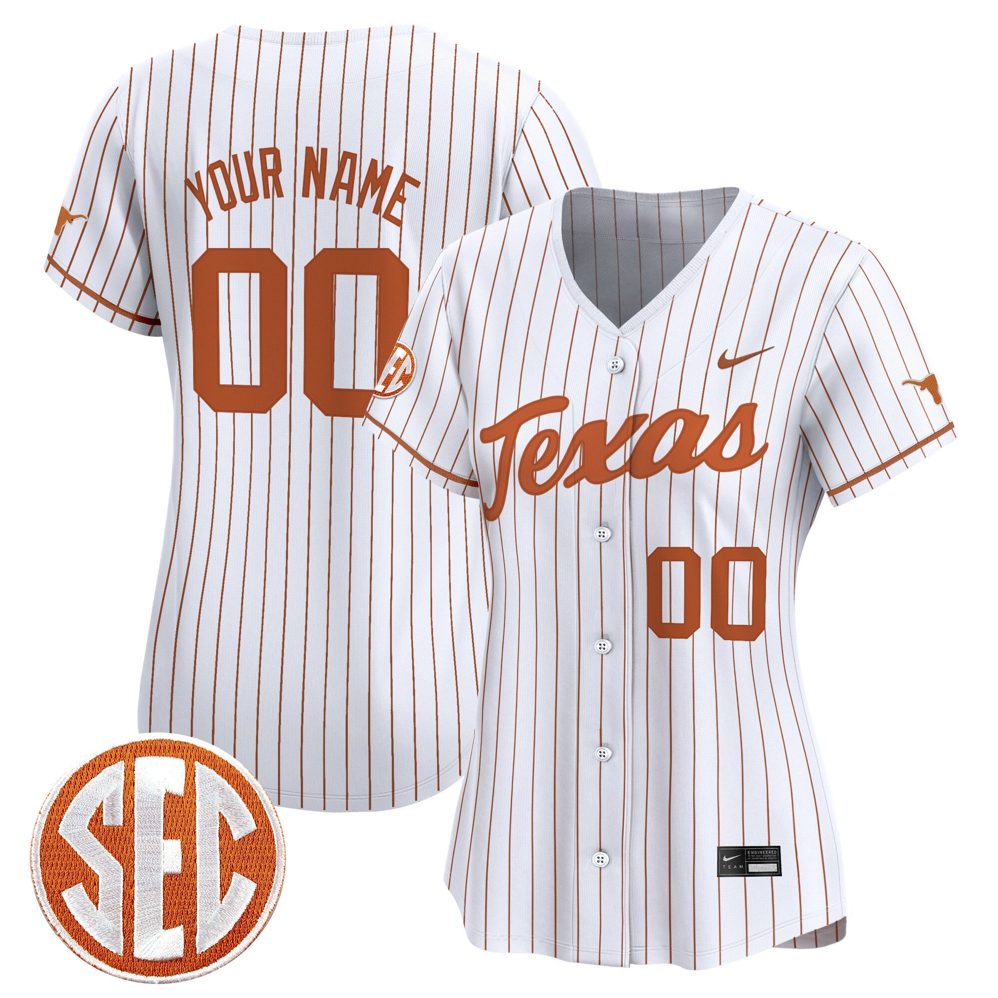 Texas Longhorns 2025 Vapor Baseball Custom Jersey - All Stitched