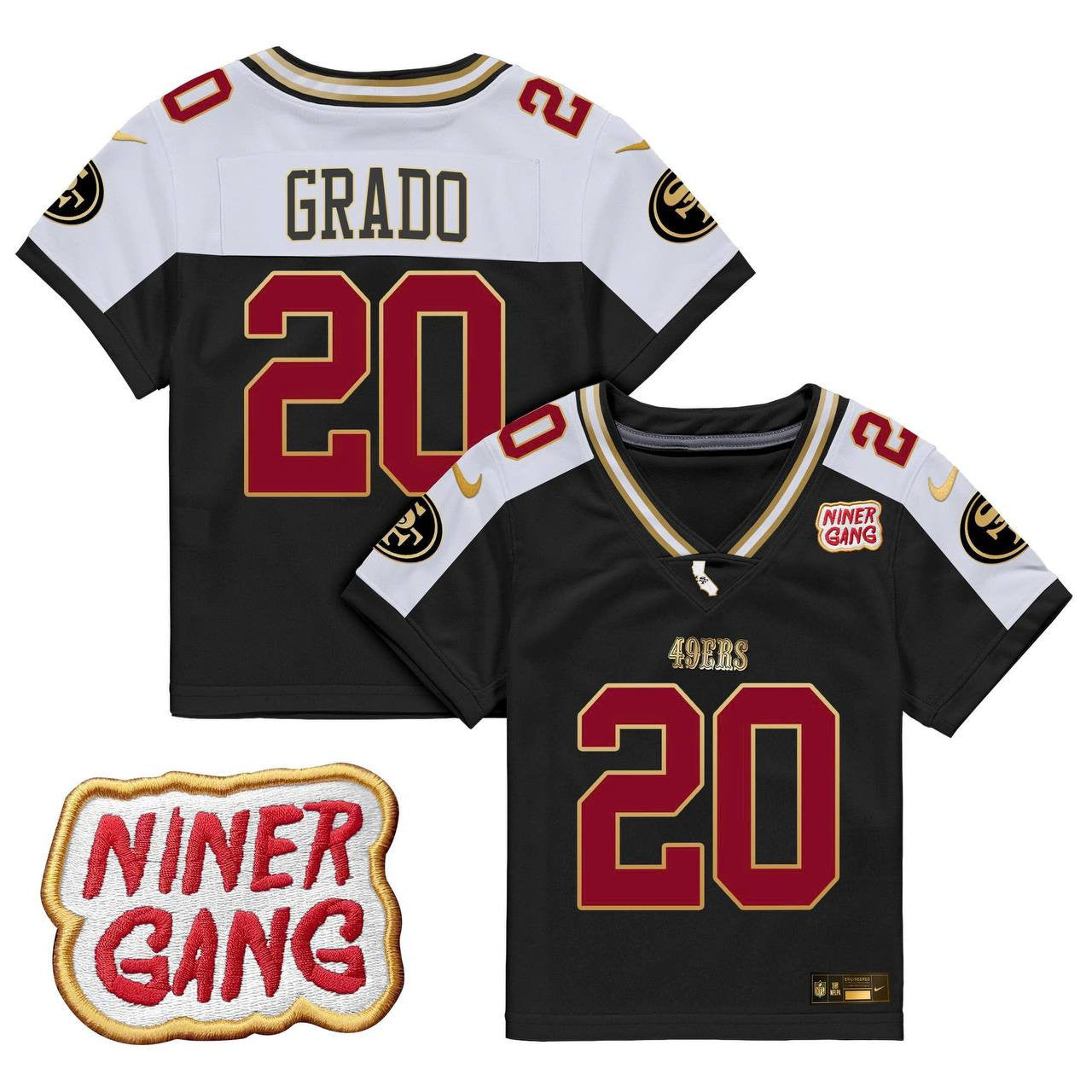 Toddler's 49ers Niner Gang Patch Customized Jersey - All Stitched