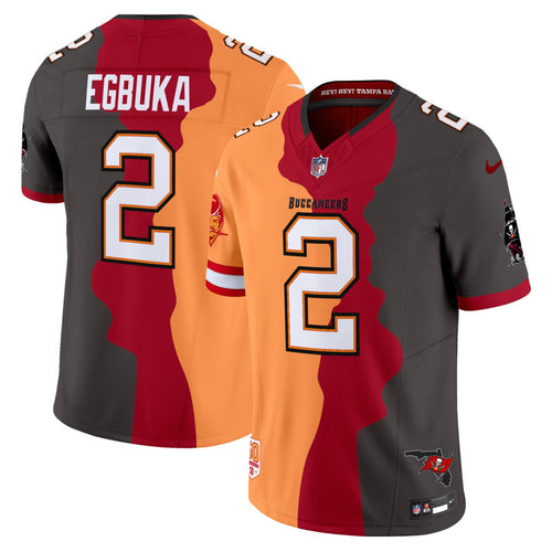 Emeka Egbuka #2 Tampa Bay Buccaneers Split Jersey - All Stitched