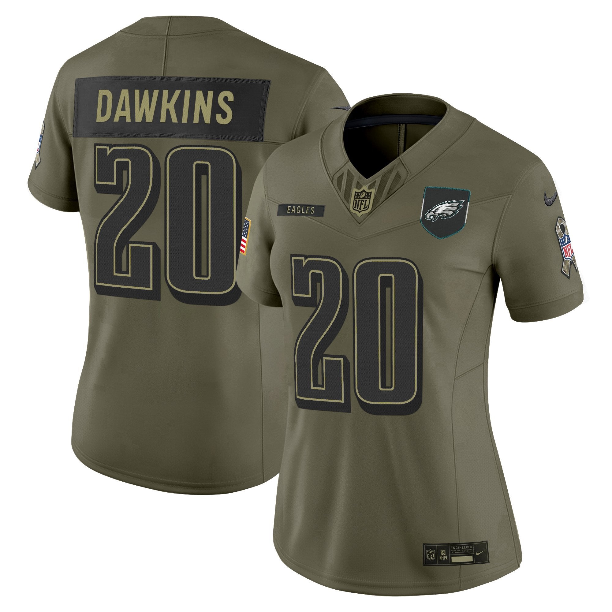 Women's Philadelphia Eagles 2025 Salute to Service Limited Jersey - All Stitched