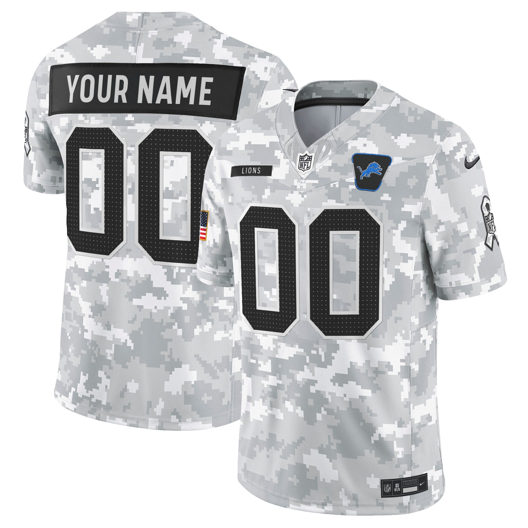 Detroit Lions 2025 Salute to Service Vapor Limited Custom Jersey - All Stitched