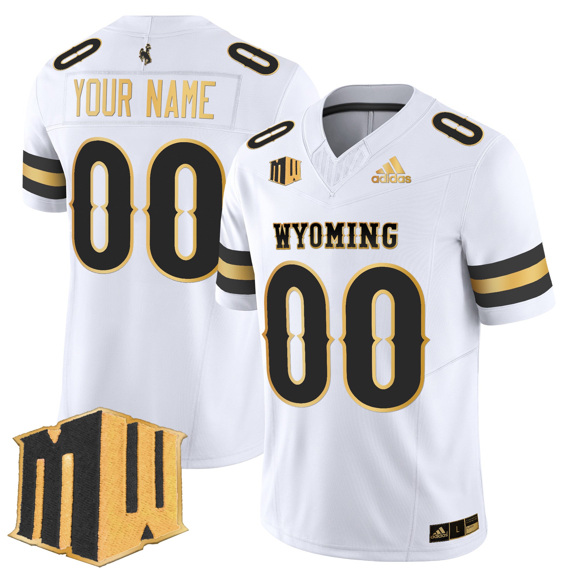 Wyoming Cowboys 2025 Gold Vapor Limited Custom Jersey - All Stitched