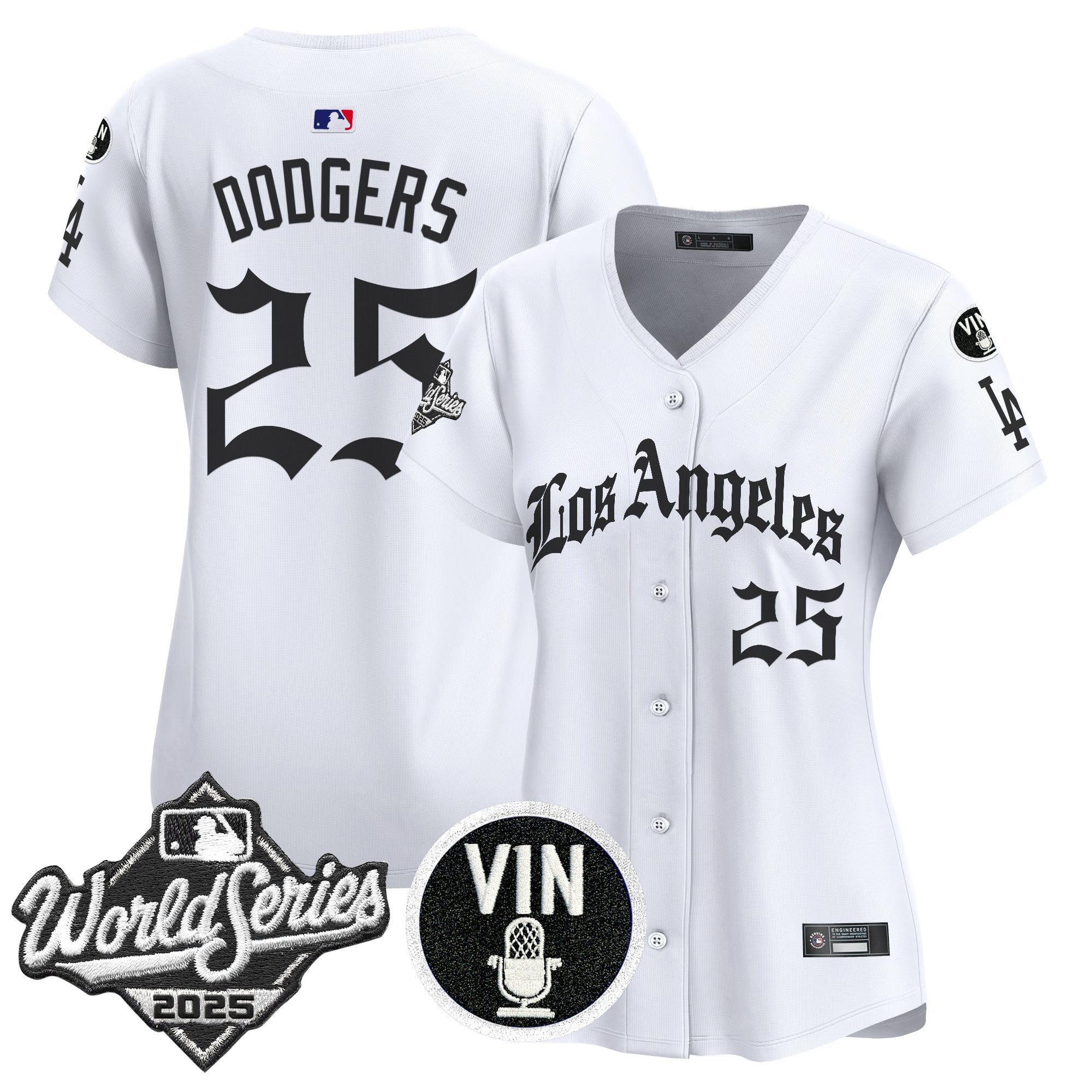 Women's Dodgers 2025 World Series Vapor Premier Limited Jersey - LA Gothic Edition - All Stitched