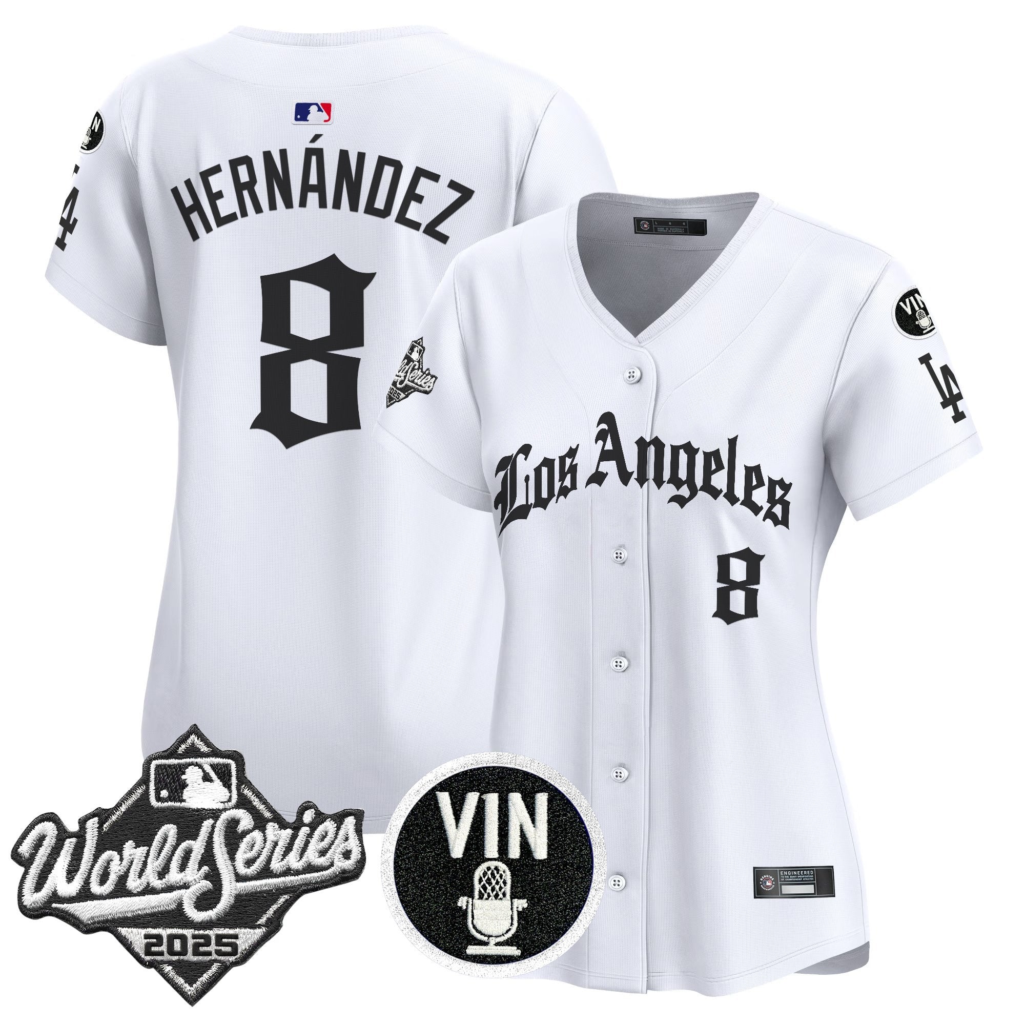 Women's Dodgers 2025 World Series Vapor Premier Limited Jersey - LA Gothic Edition - All Stitched