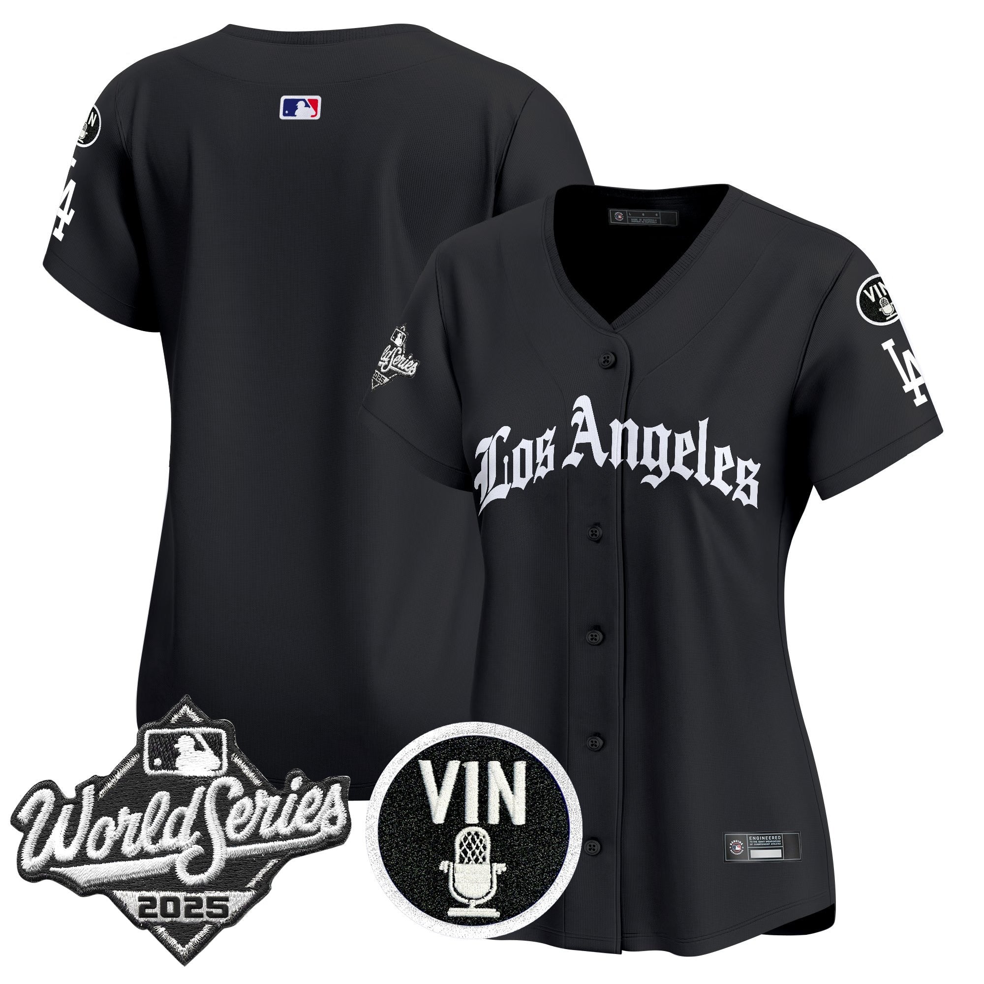 Women's Dodgers 2025 World Series Vapor Premier Limited Jersey - LA Gothic Edition - All Stitched