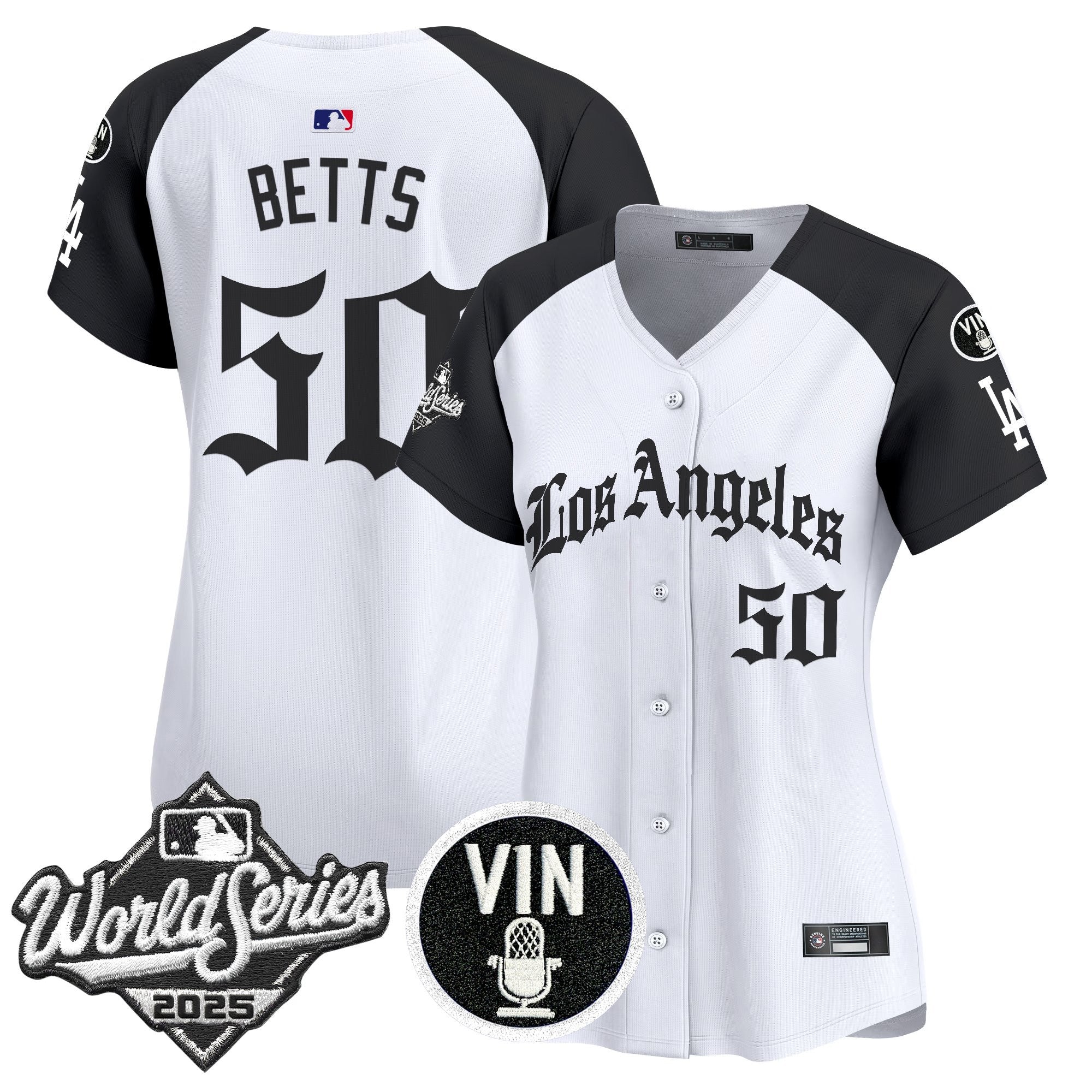 Women's Dodgers 2025 World Series Vapor Premier Limited Jersey - LA Gothic Edition - All Stitched