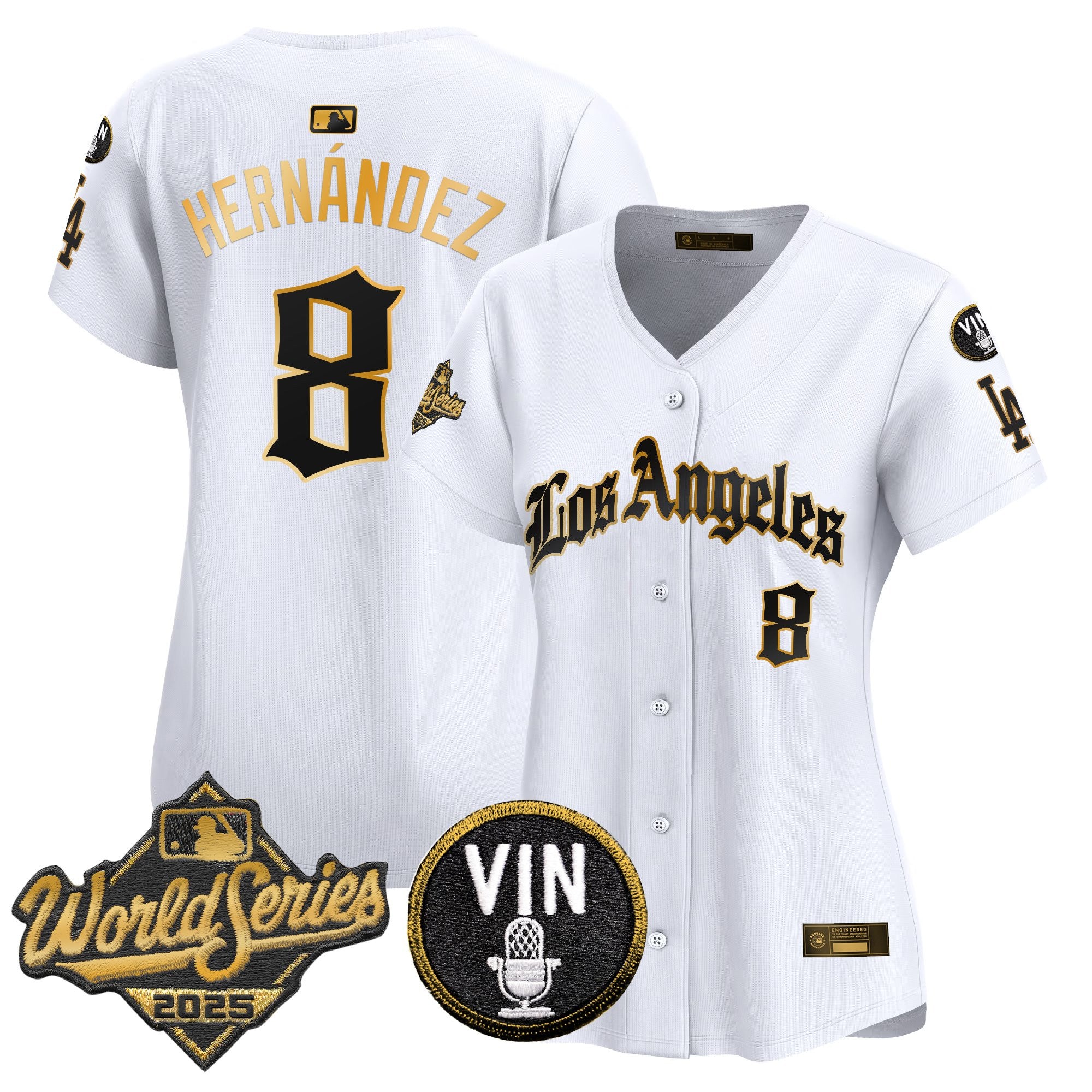 Women's Dodgers 2025 World Series Vapor Premier Limited Jersey - LA Gothic Edition - All Stitched