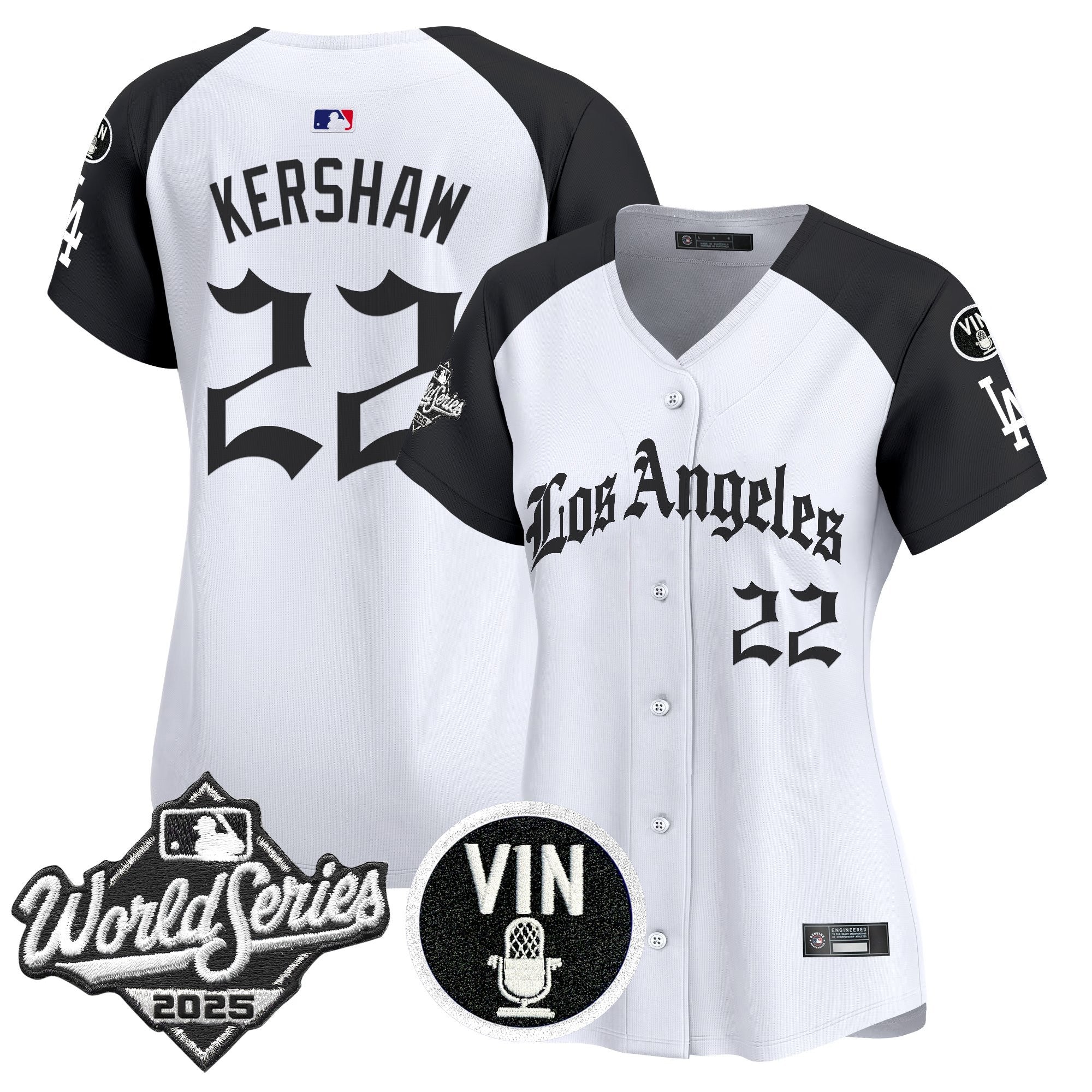 Women's Dodgers 2025 World Series Vapor Premier Limited Jersey - LA Gothic Edition - All Stitched
