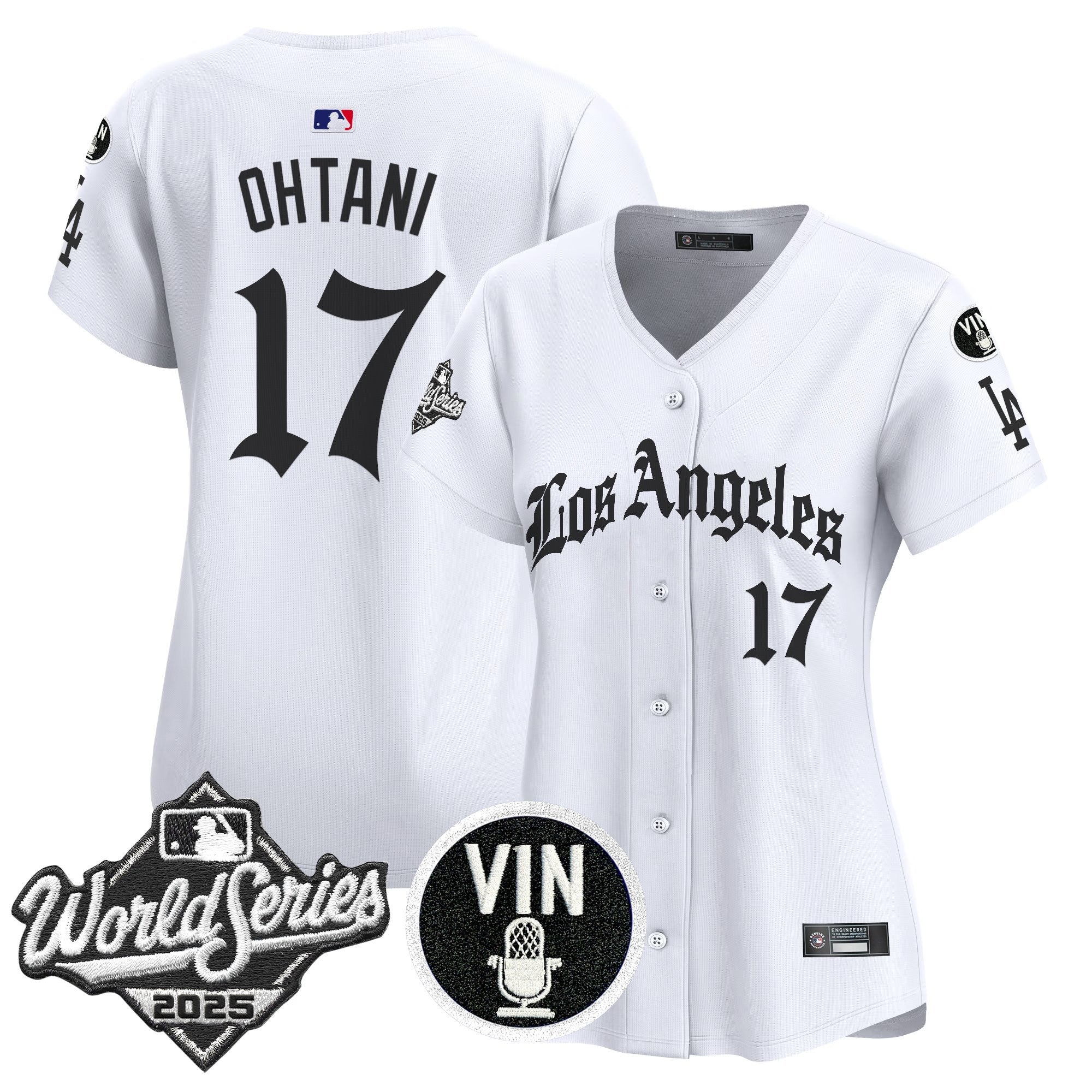 Women's Dodgers 2025 World Series Vapor Premier Limited Jersey - LA Gothic Edition - All Stitched