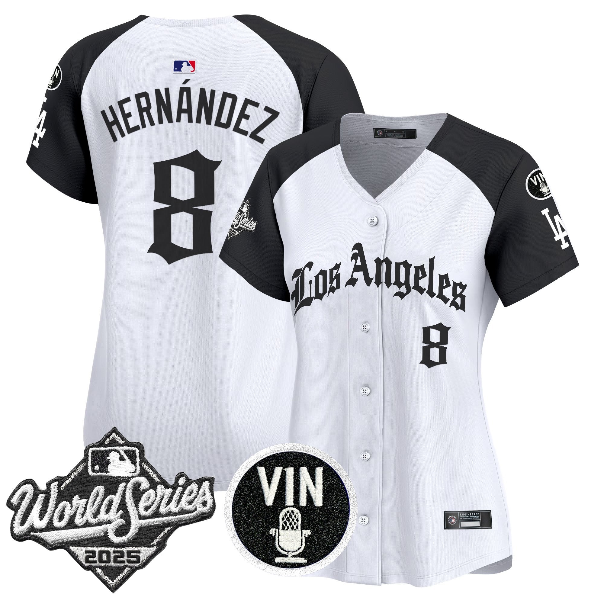 Women's Dodgers 2025 World Series Vapor Premier Limited Jersey - LA Gothic Edition - All Stitched