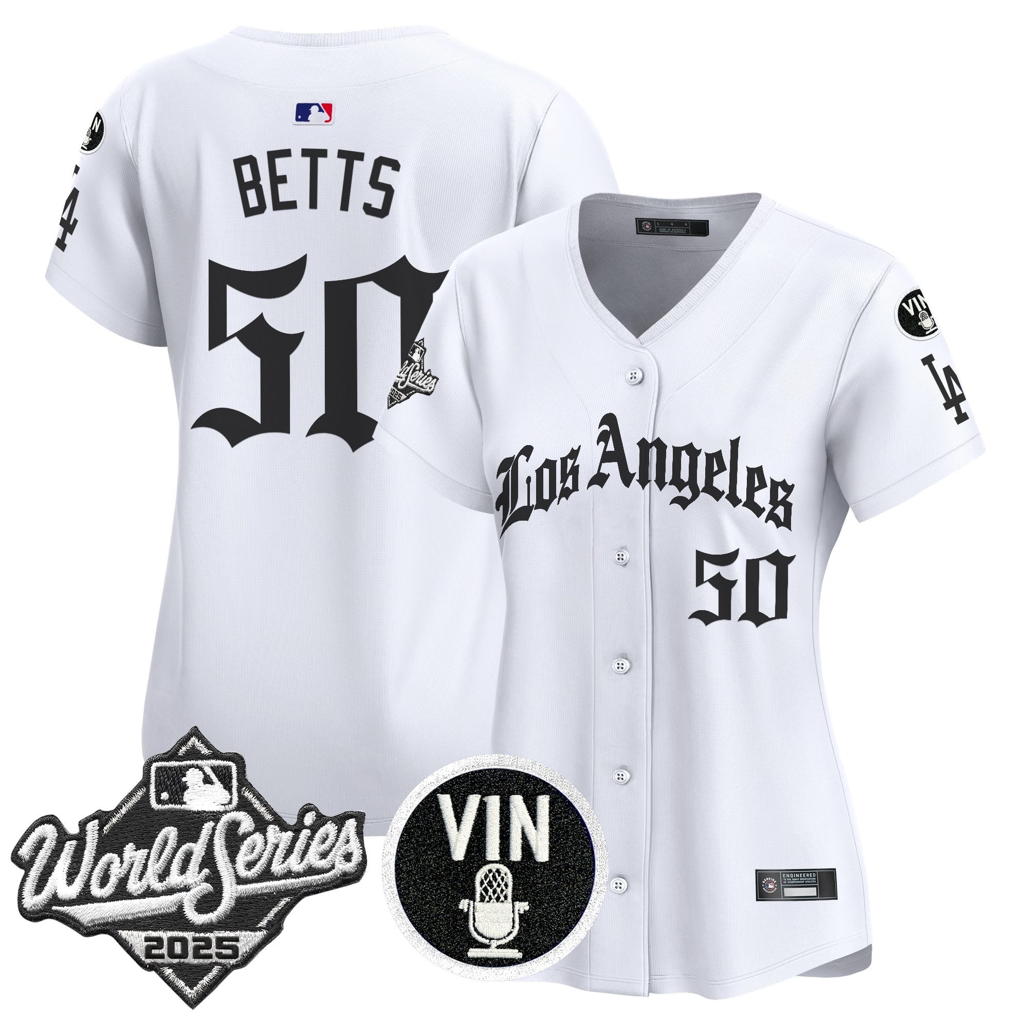 Women's Dodgers 2025 World Series Vapor Premier Limited Jersey - LA Gothic Edition - All Stitched