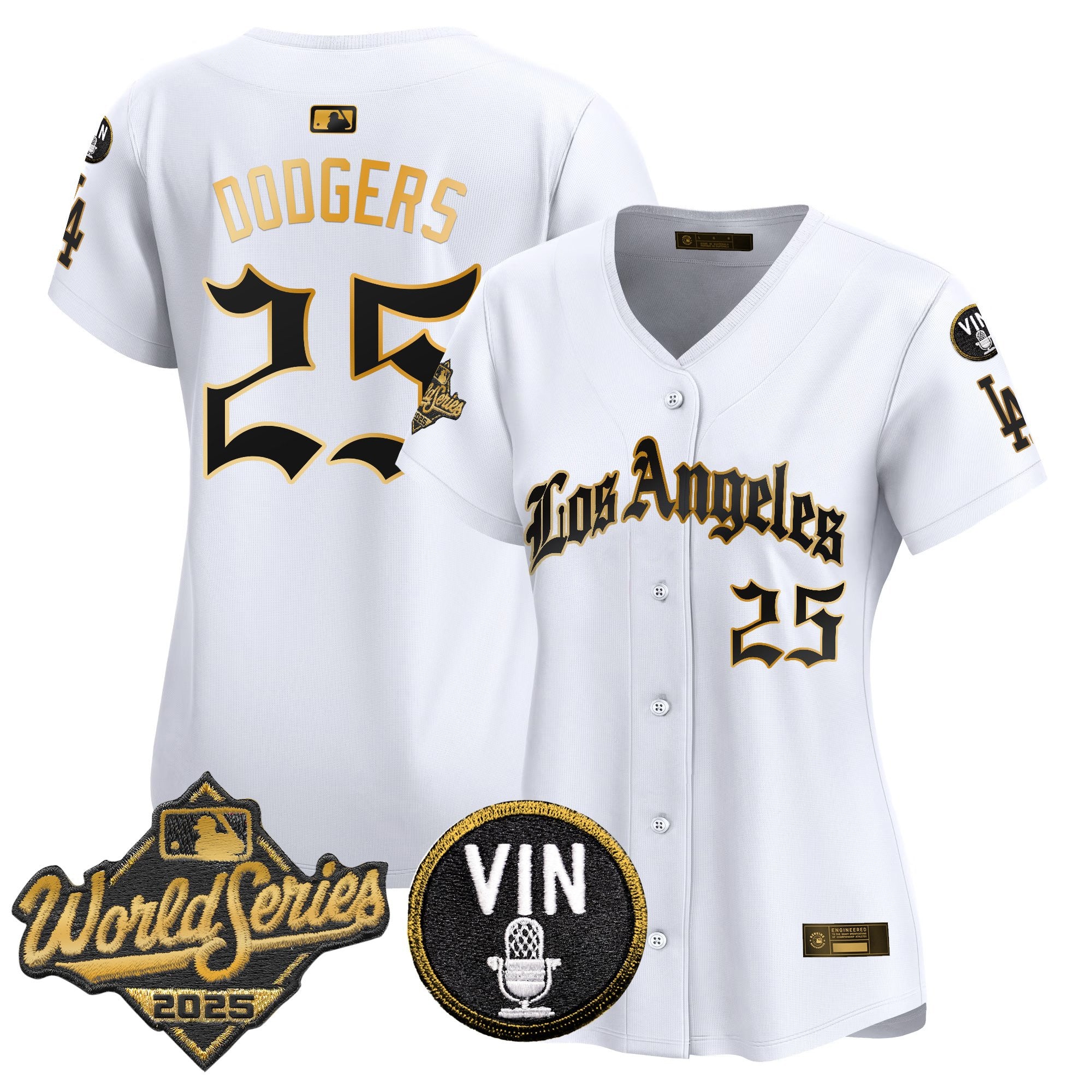 Women's Dodgers 2025 World Series Vapor Premier Limited Jersey - LA Gothic Edition - All Stitched
