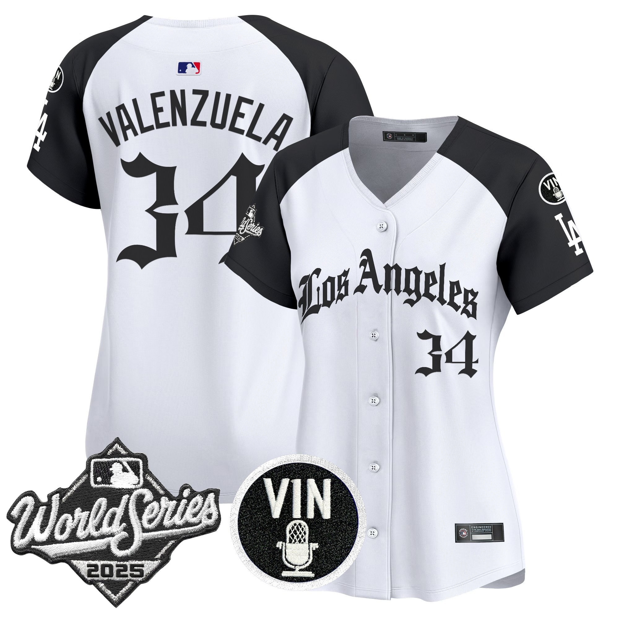 Women's Dodgers 2025 World Series Vapor Premier Limited Jersey - LA Gothic Edition - All Stitched