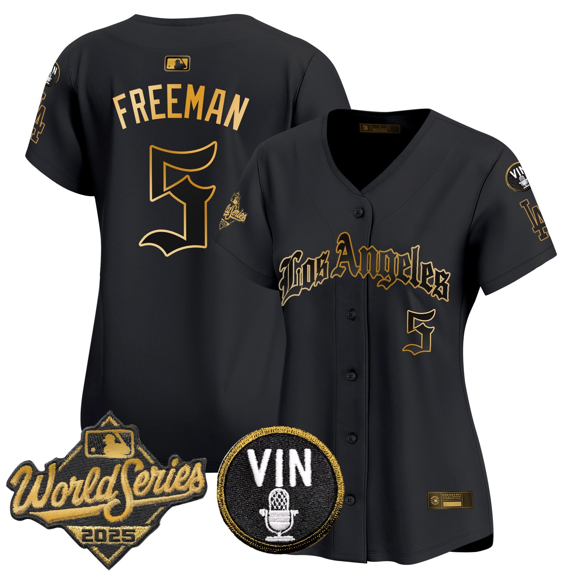 Women's Dodgers 2025 World Series Vapor Premier Limited Jersey - LA Gothic Edition - All Stitched