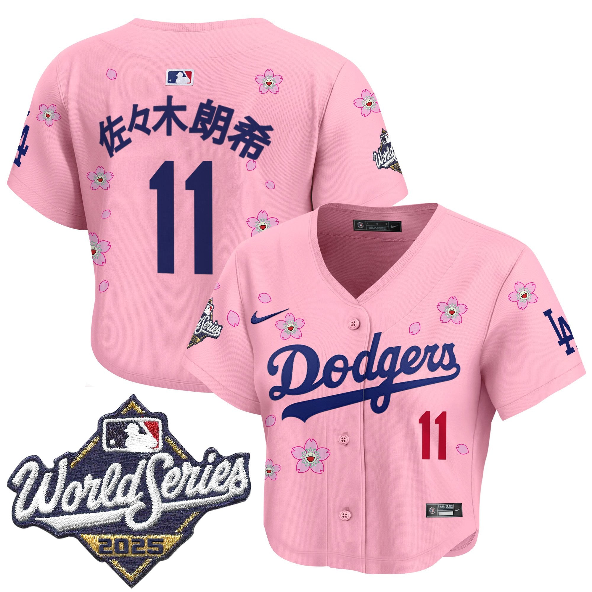 Women's Dodgers 2025 World Series x Tokyo Series Crop Top Baseball Jersey - All Stitched