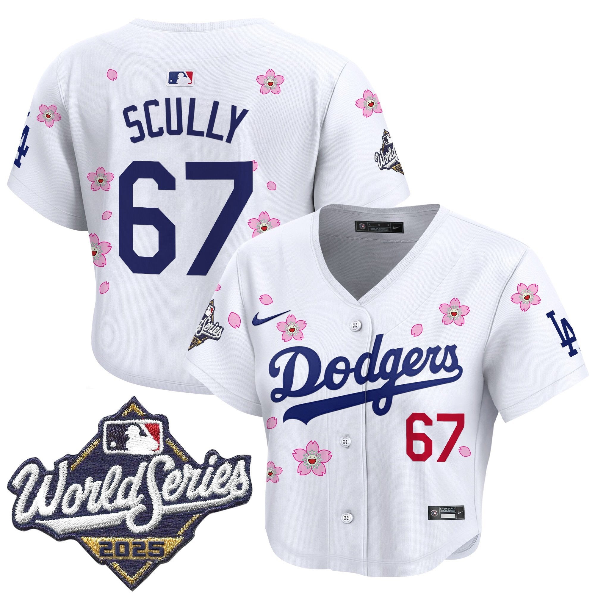 Women's Dodgers 2025 World Series x Tokyo Series Crop Top Baseball Jersey - All Stitched