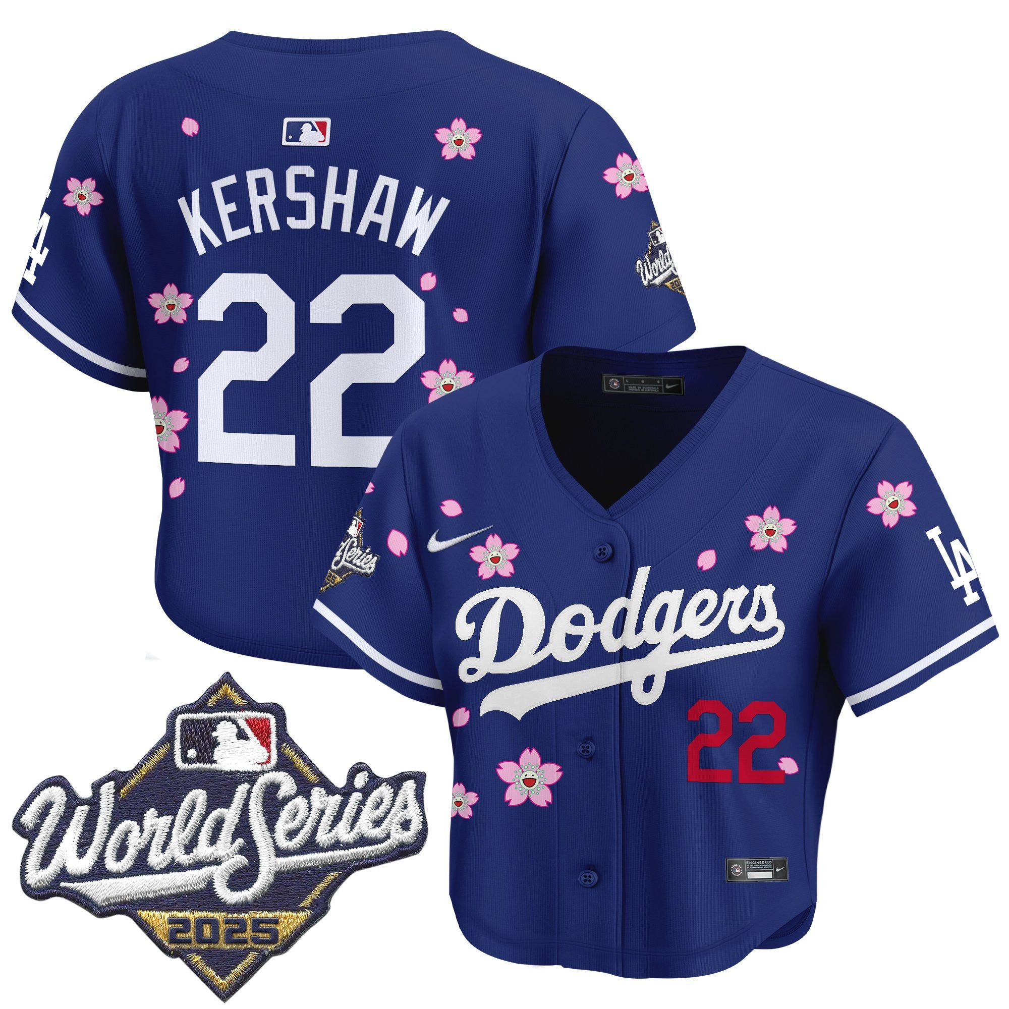 Women's Dodgers 2025 World Series x Tokyo Series Crop Top Baseball Jersey - All Stitched