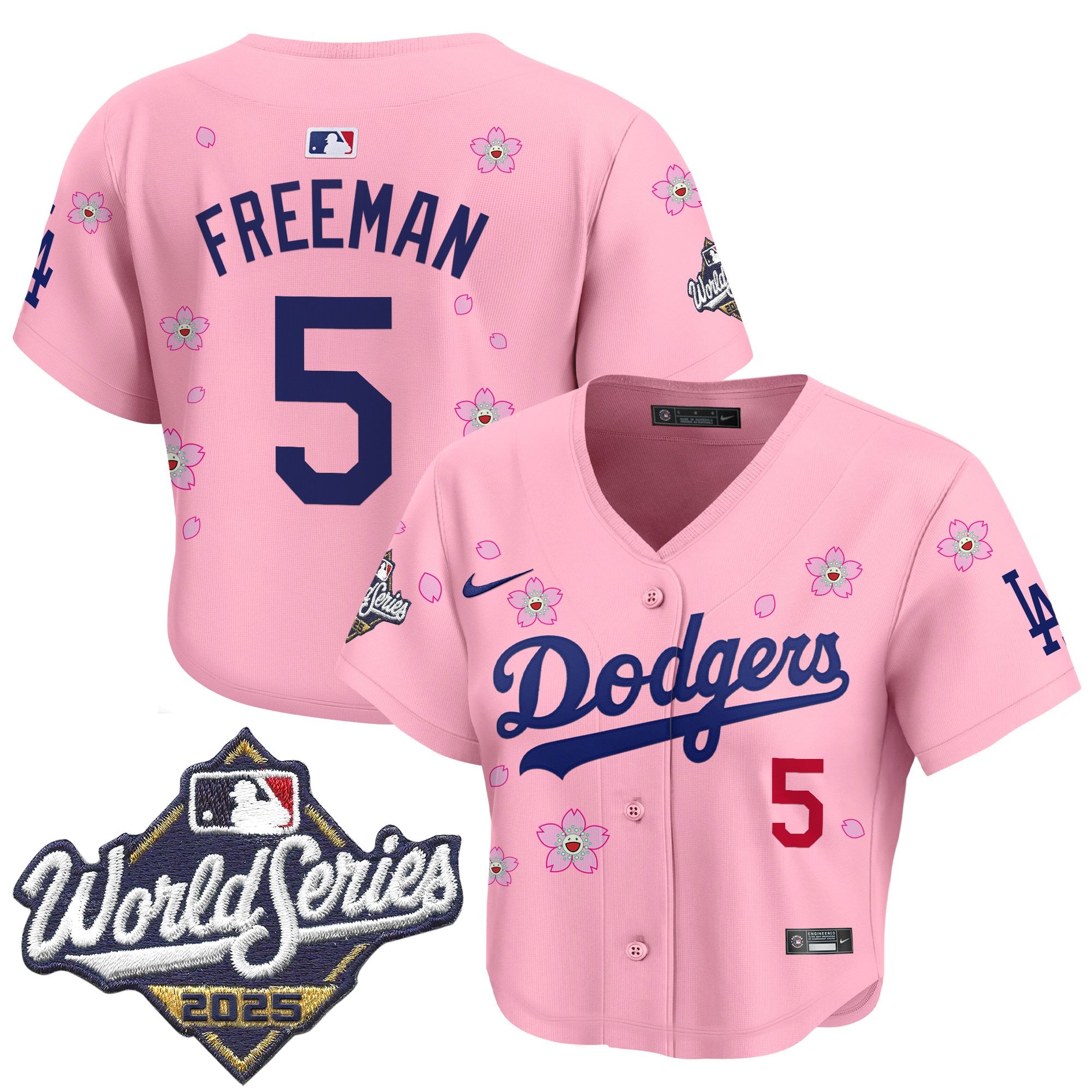 Women's Dodgers 2025 World Series x Tokyo Series Crop Top Baseball Jersey - All Stitched
