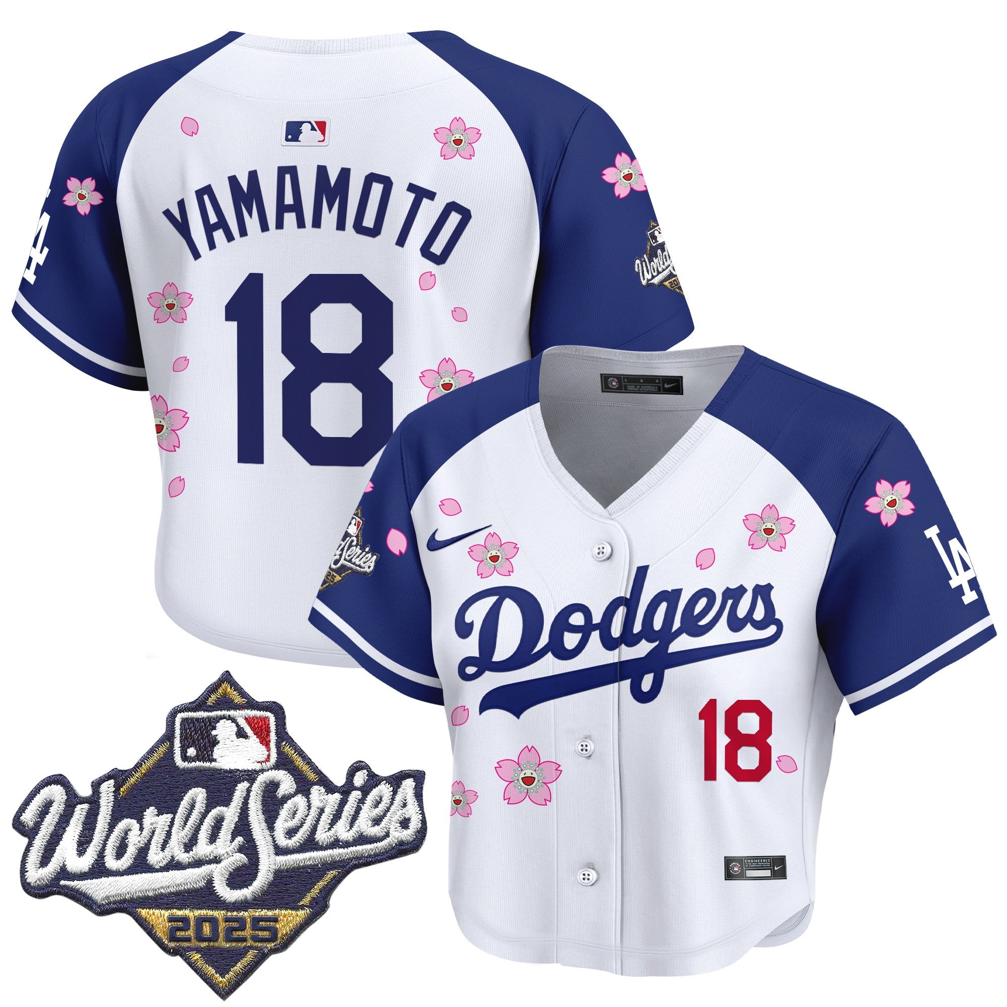 Women's Dodgers 2025 World Series x Tokyo Series Crop Top Baseball Jersey - All Stitched