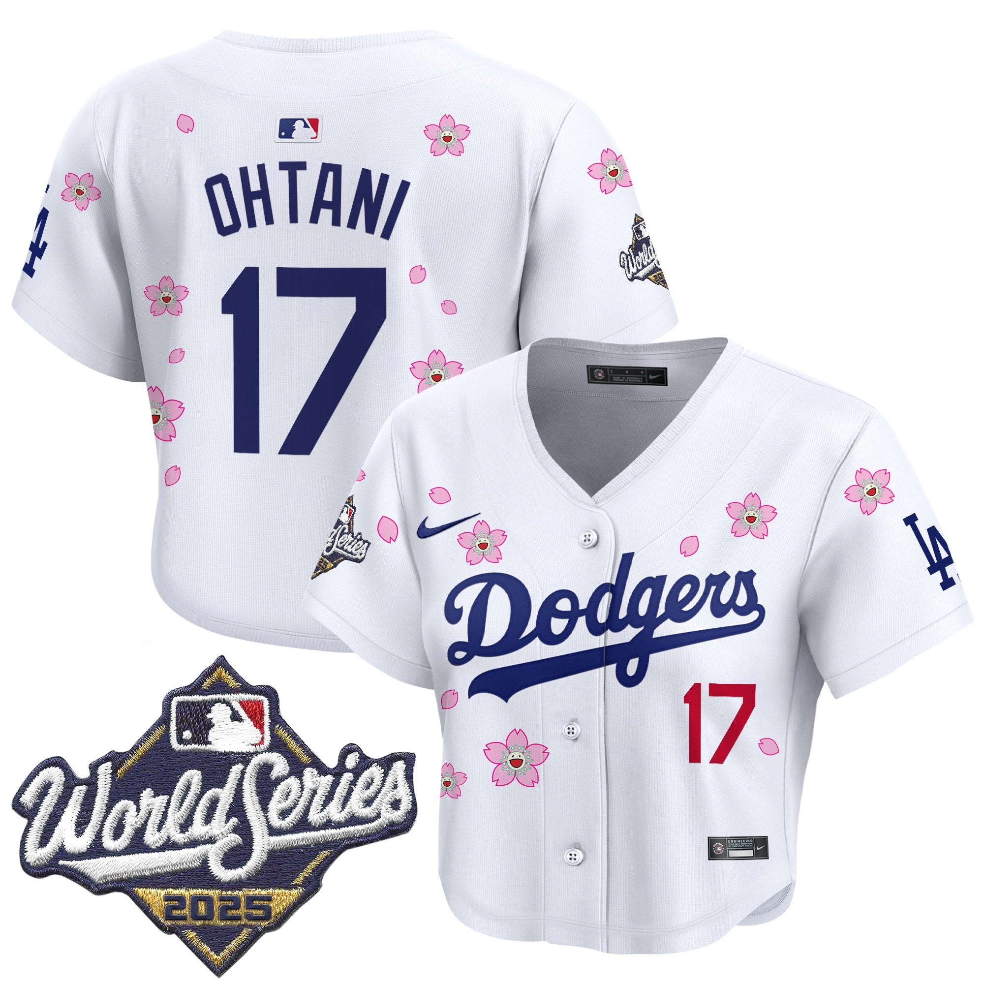 Women's Dodgers 2025 World Series x Tokyo Series Crop Top Baseball Jersey - All Stitched