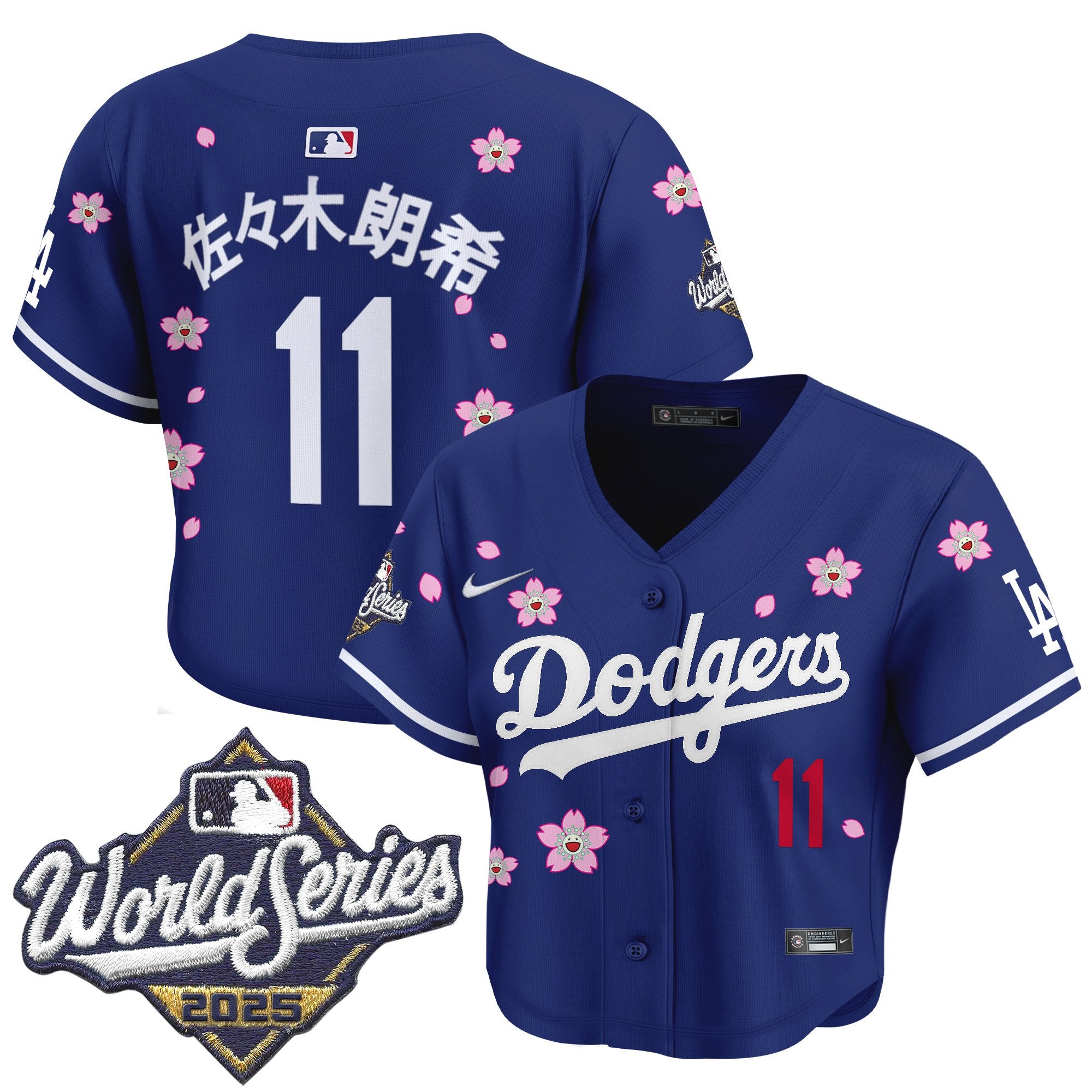 Women's Dodgers 2025 World Series x Tokyo Series Crop Top Baseball Jersey - All Stitched