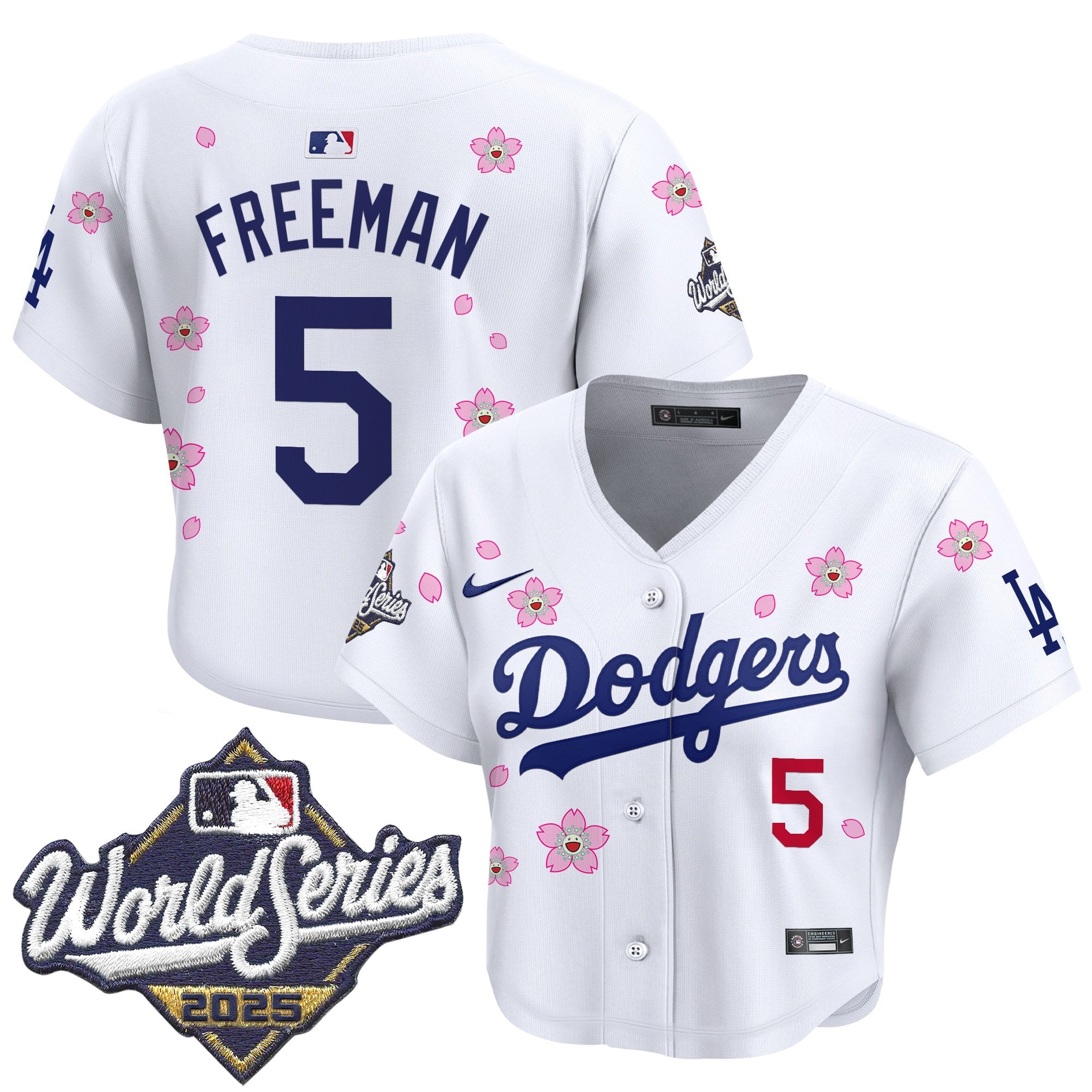 Women's Dodgers 2025 World Series x Tokyo Series Crop Top Baseball Jersey - All Stitched