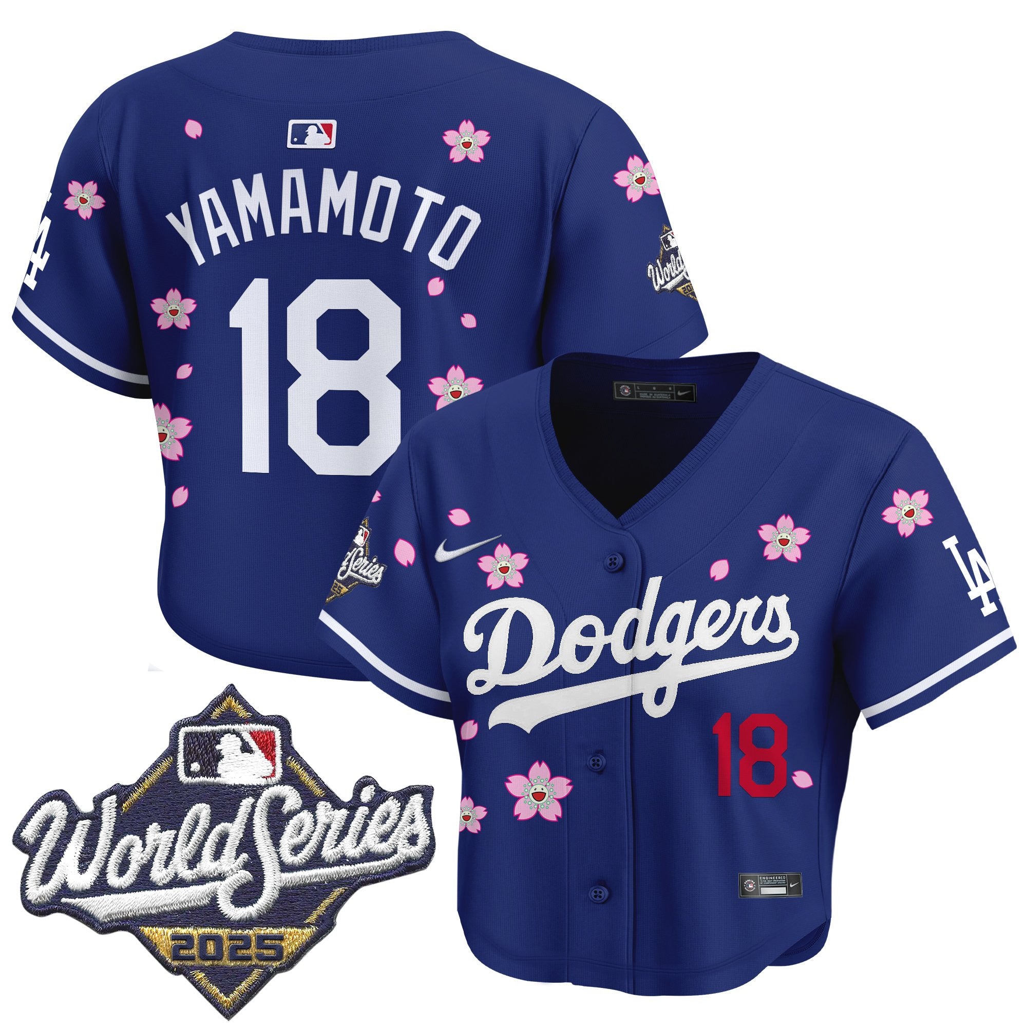 Women's Dodgers 2025 World Series x Tokyo Series Crop Top Baseball Jersey - All Stitched