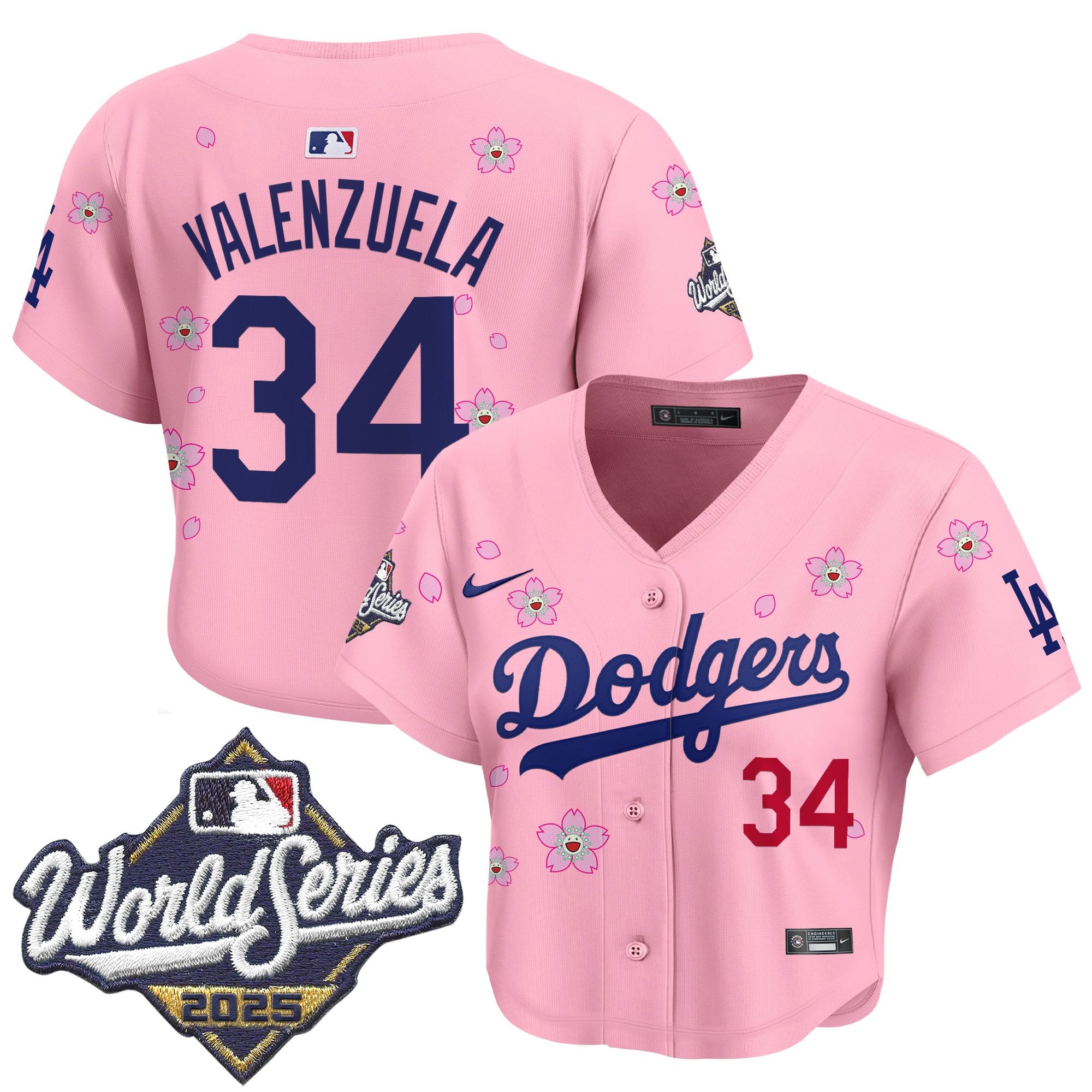 Women's Dodgers 2025 World Series x Tokyo Series Crop Top Baseball Jersey - All Stitched