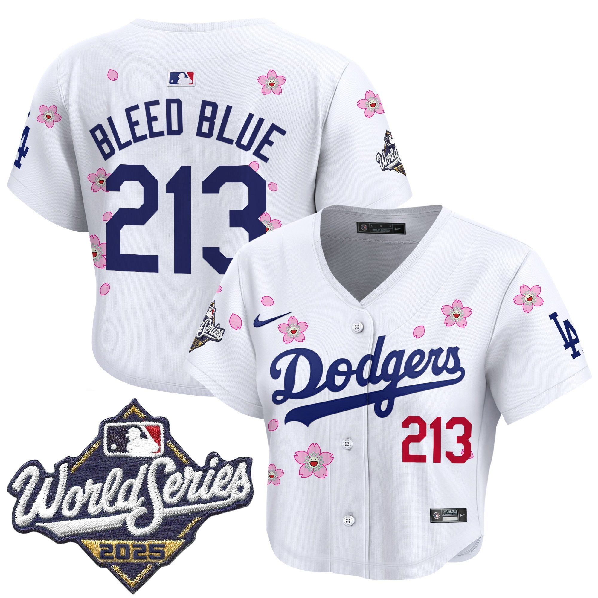 Women's Dodgers 2025 World Series x Tokyo Series Crop Top Baseball Jersey - All Stitched