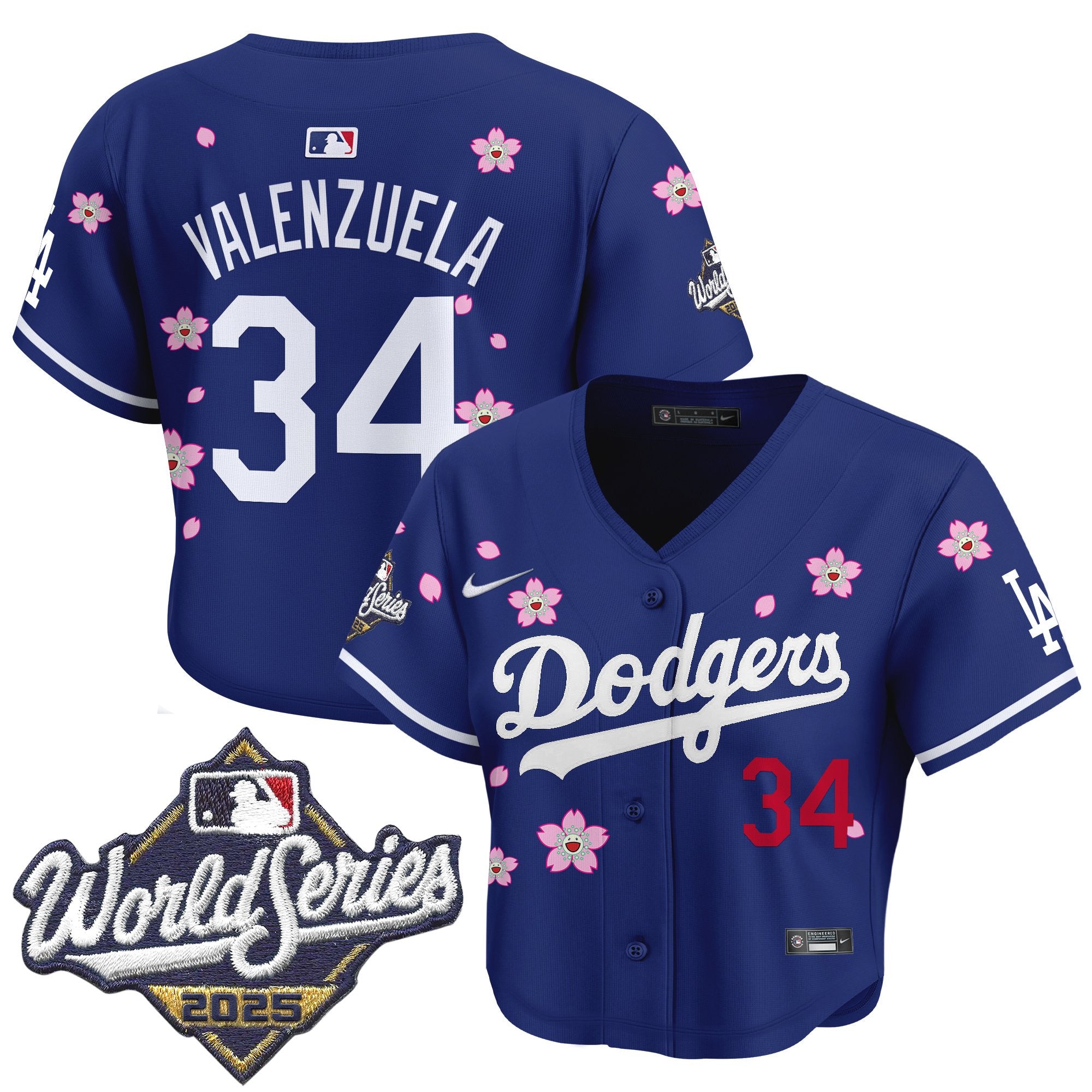 Women's Dodgers 2025 World Series x Tokyo Series Crop Top Baseball Jersey - All Stitched