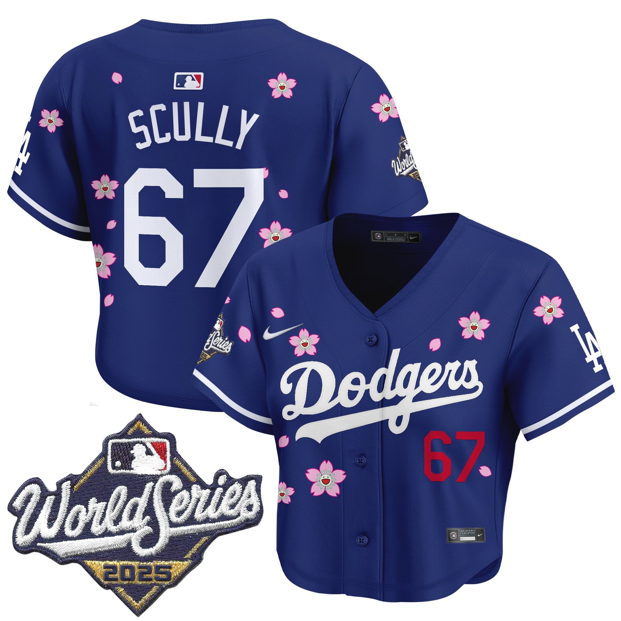 Women's Dodgers 2025 World Series x Tokyo Series Crop Top Baseball Jersey - All Stitched